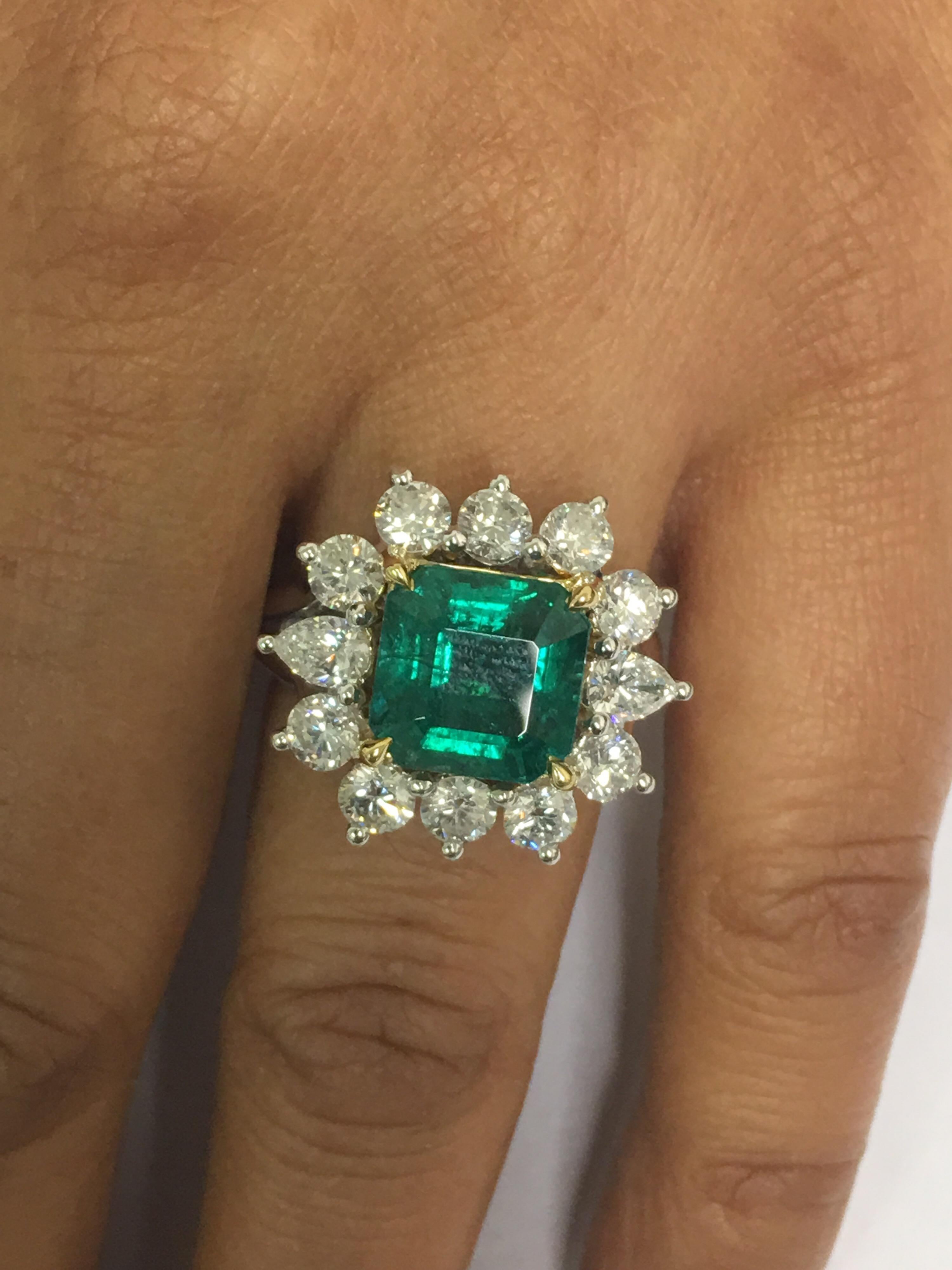 Emerald and Diamond Cocktail Ring 4