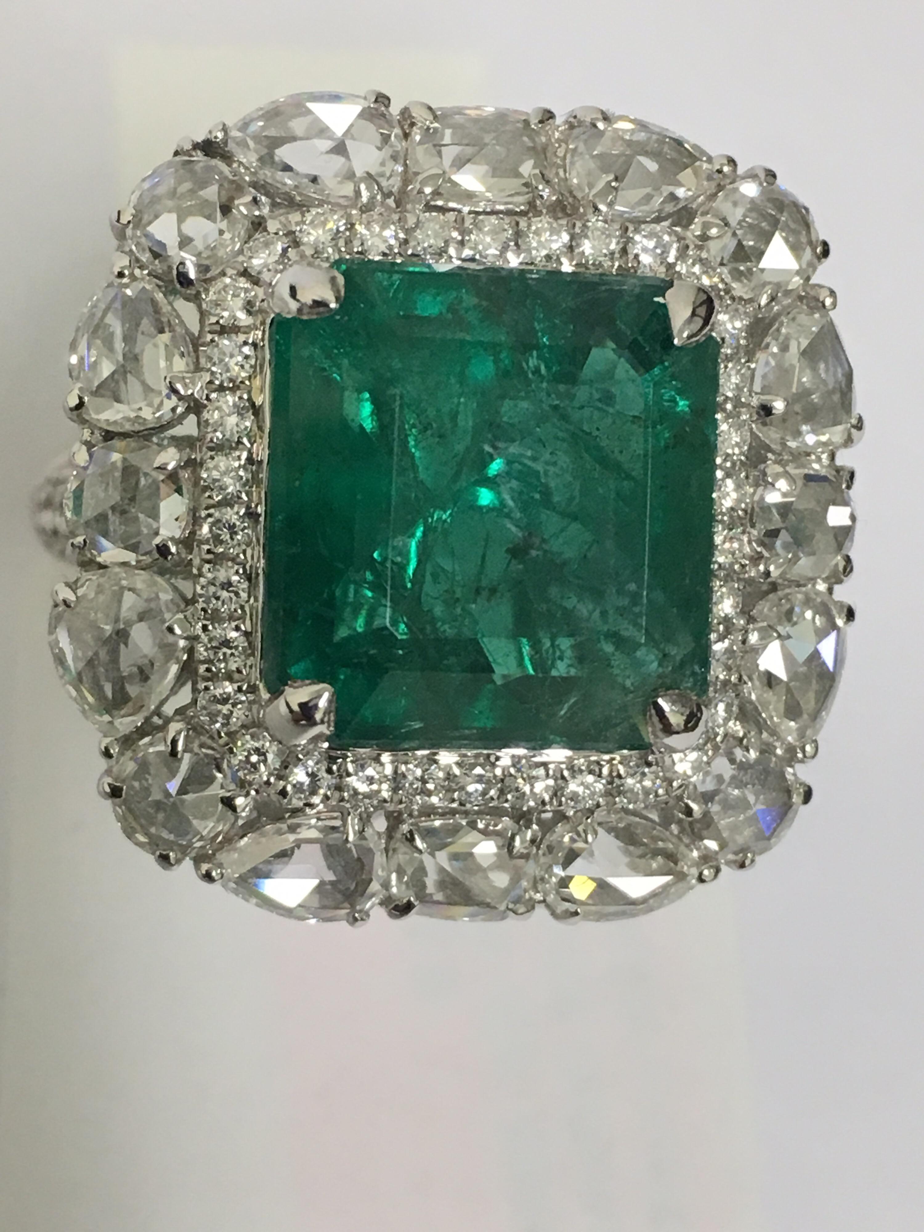 Emerald and Diamond Cocktail Ring 5