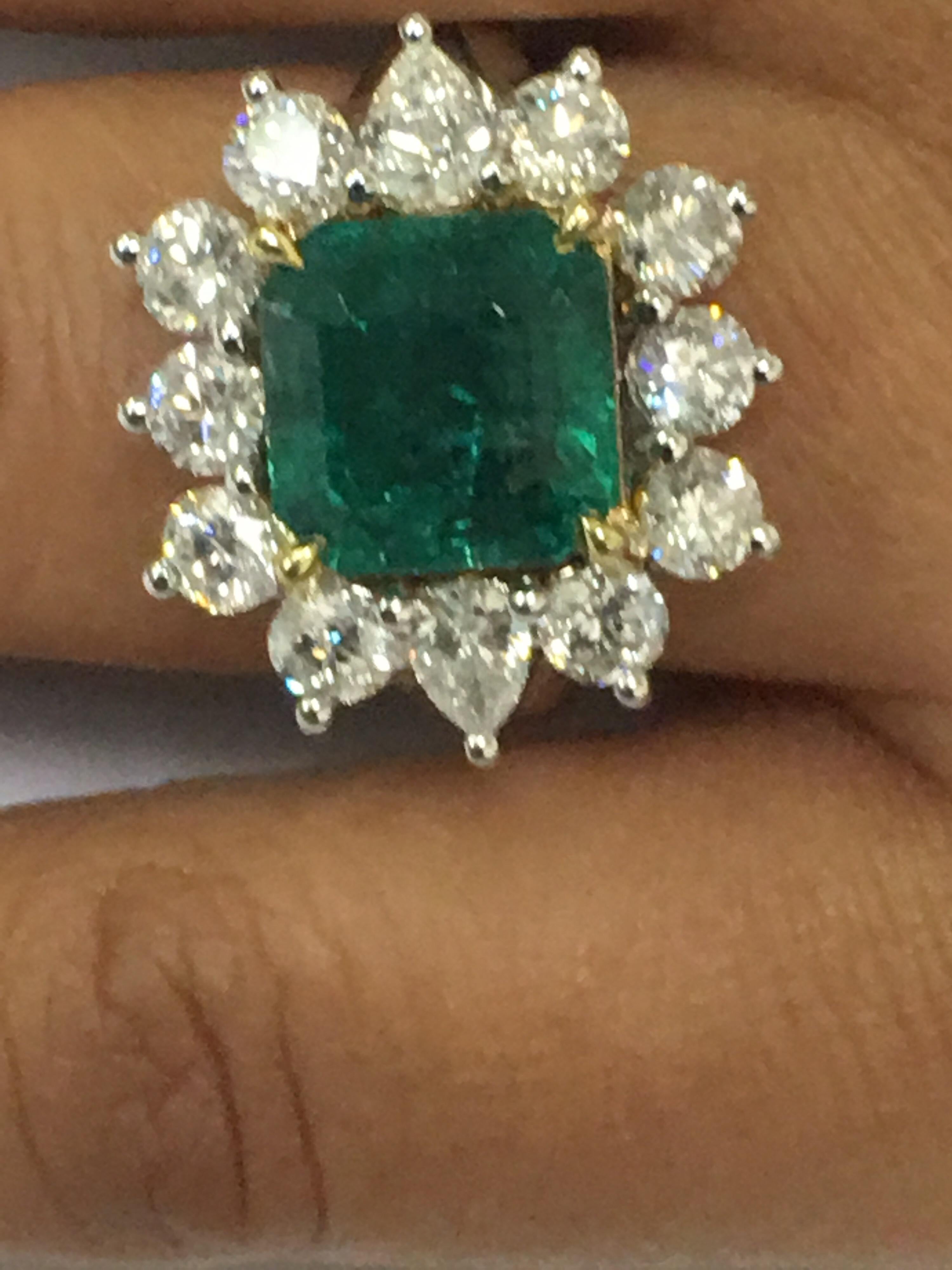 Emerald and Diamond Cocktail Ring 5