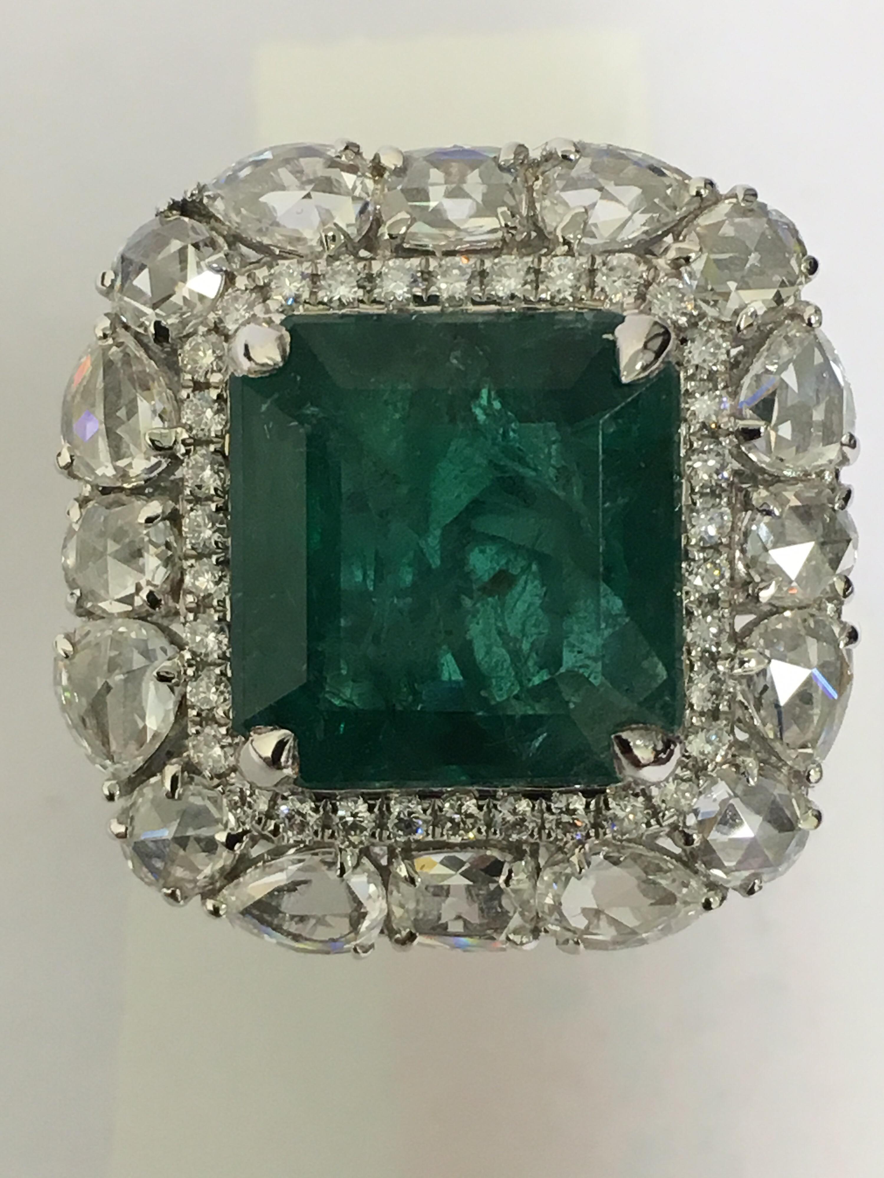 Emerald and Diamond Cocktail Ring 6