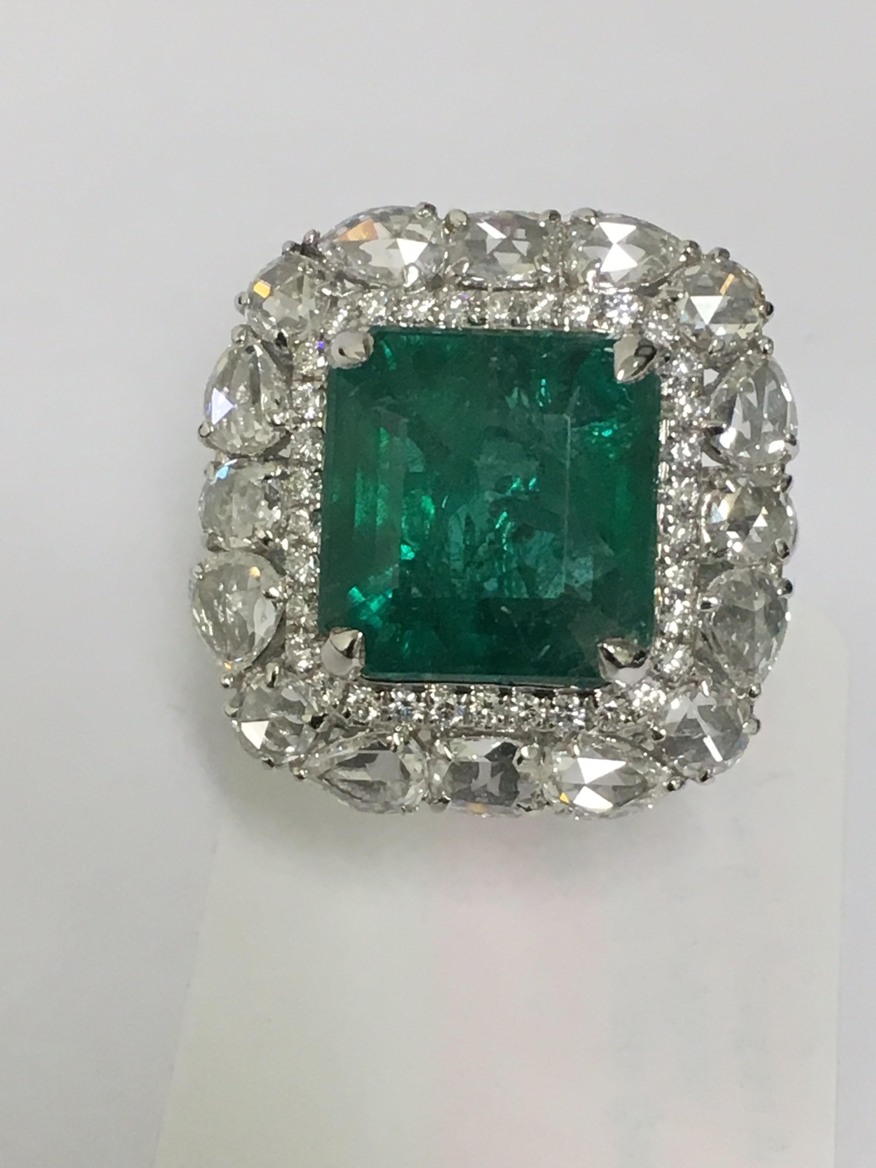 Emerald and Diamond Cocktail Ring 7