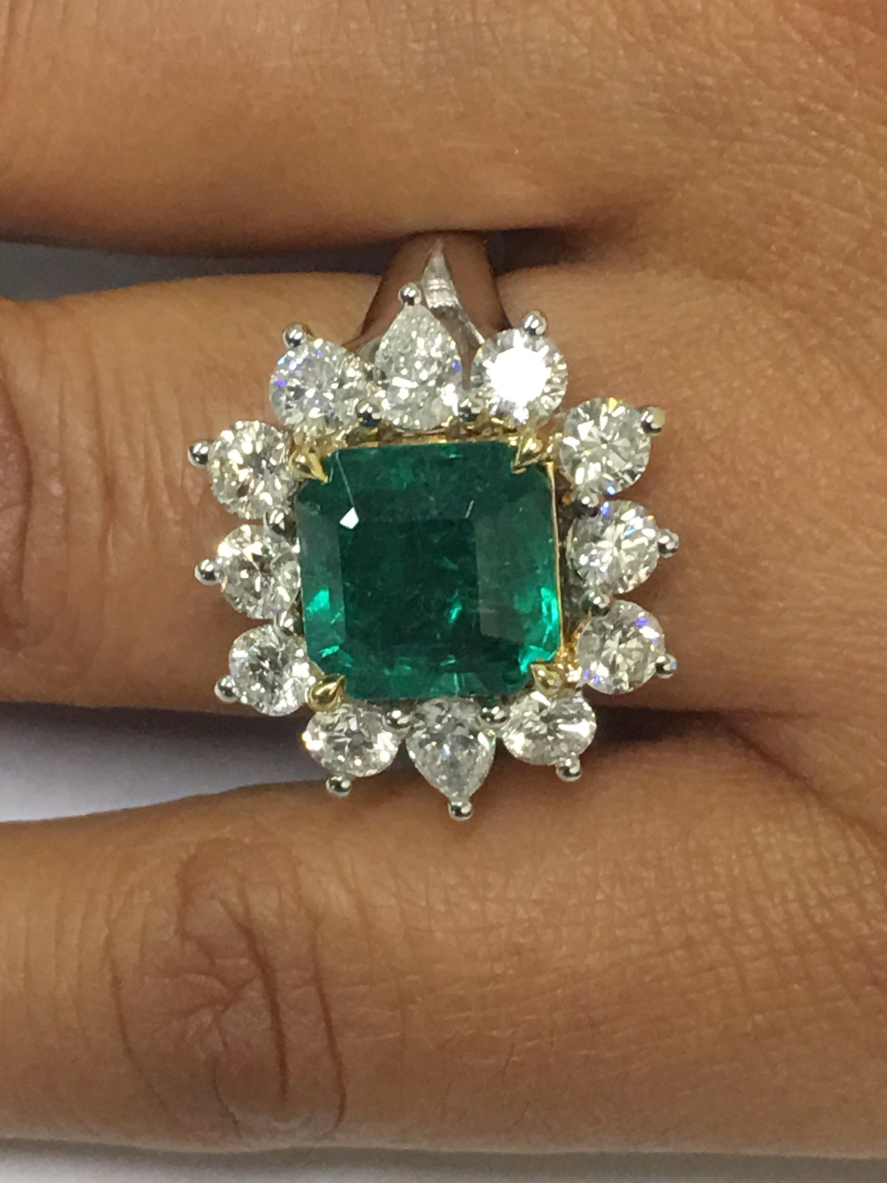 Emerald and Diamond Cocktail Ring 7