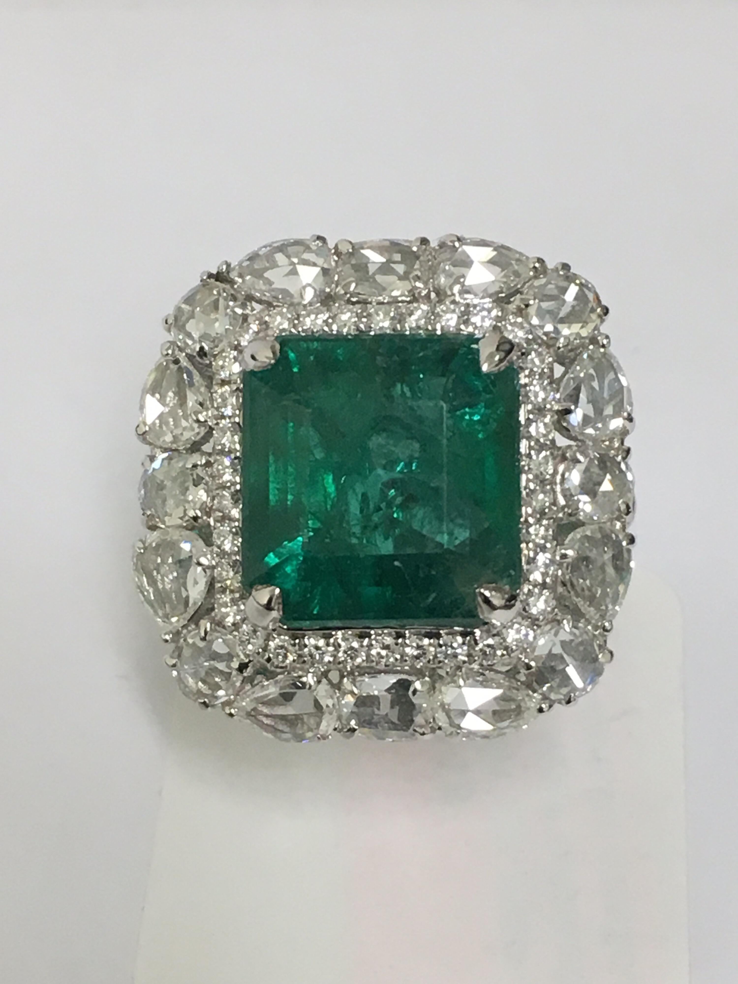 Emerald and Diamond Cocktail Ring 8