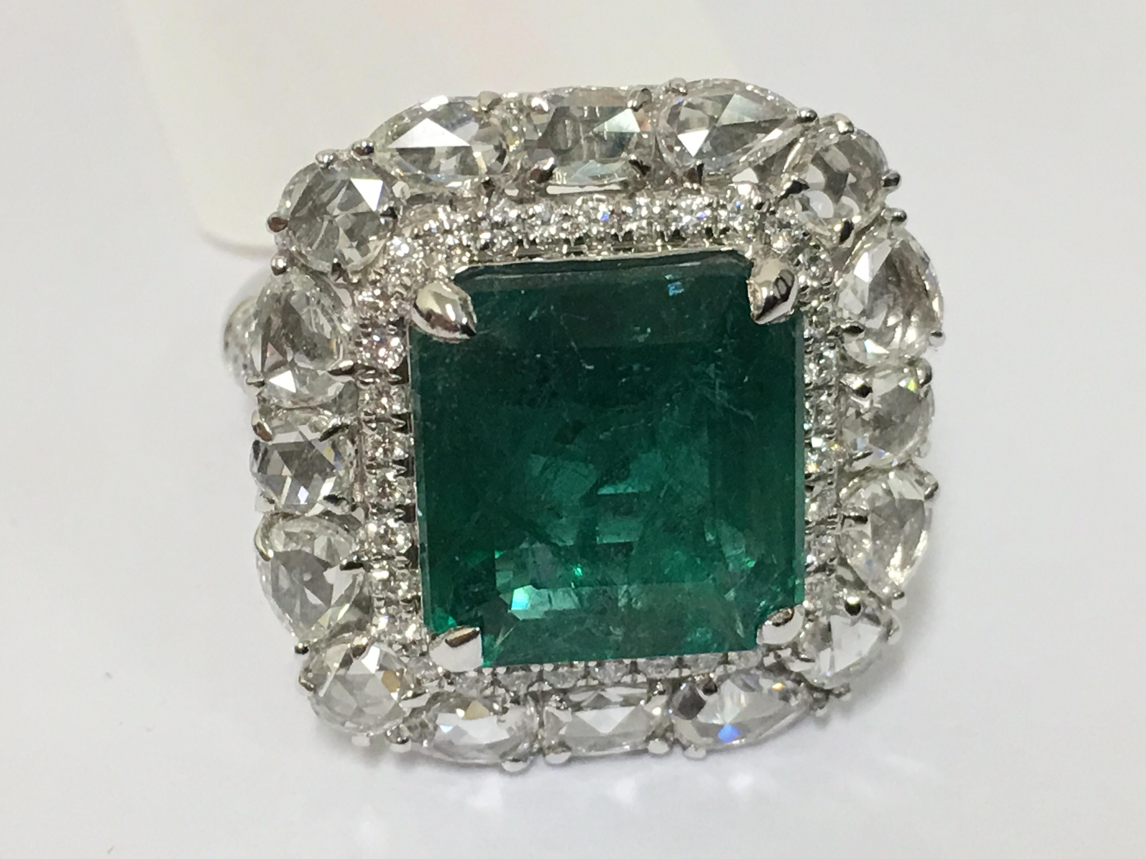 Emerald and Diamond Cocktail Ring 9