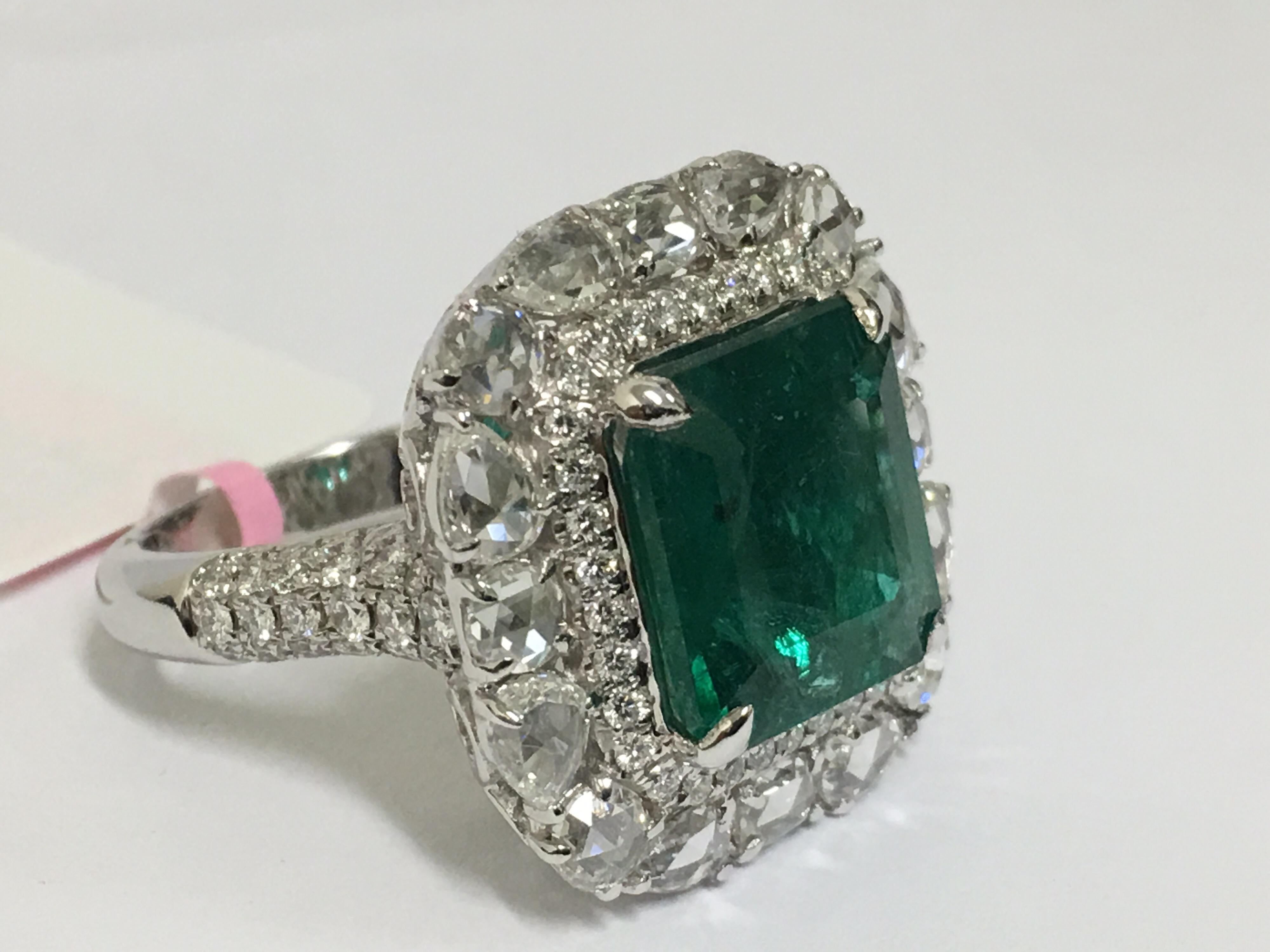 Emerald and Diamond Cocktail Ring 10