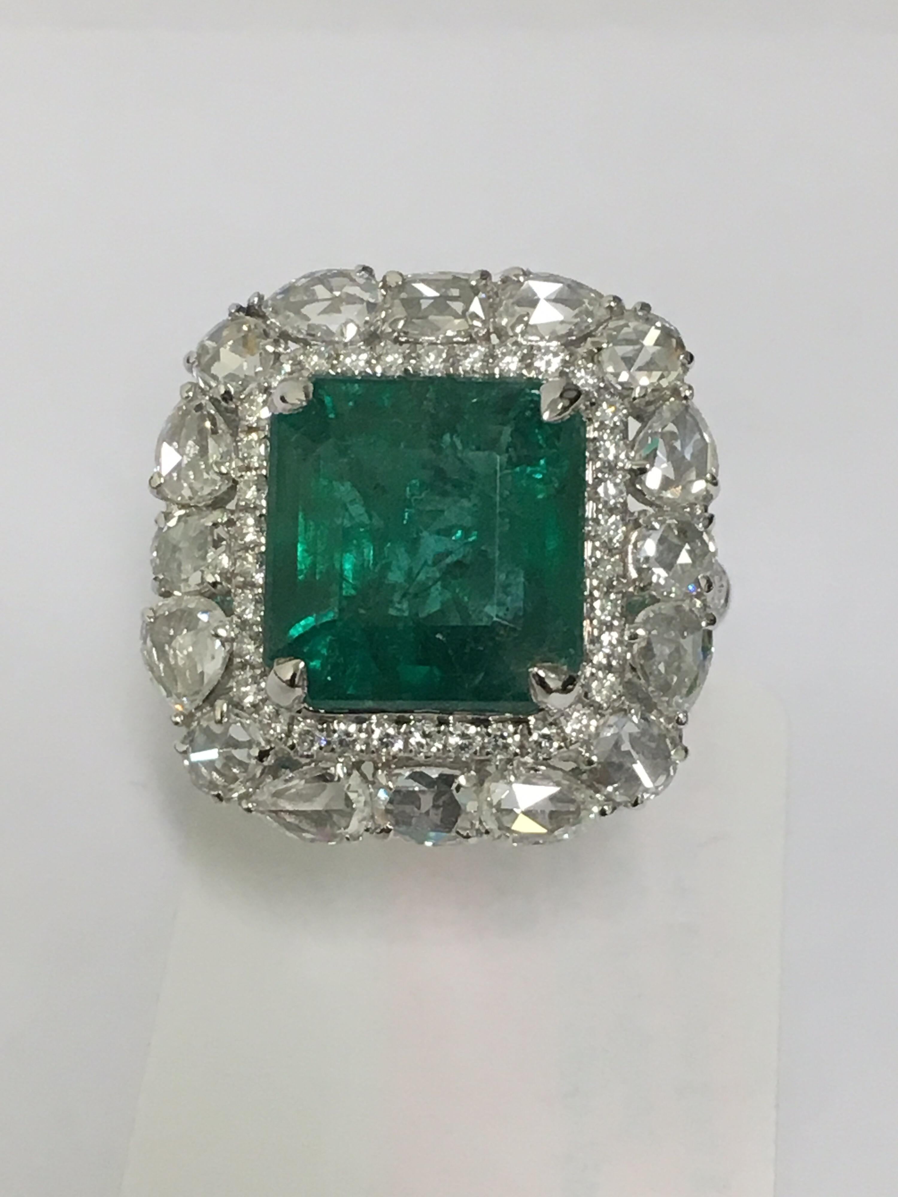 Emerald and Diamond Cocktail Ring 12