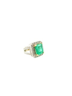 Emerald and Diamond Cocktail Ring