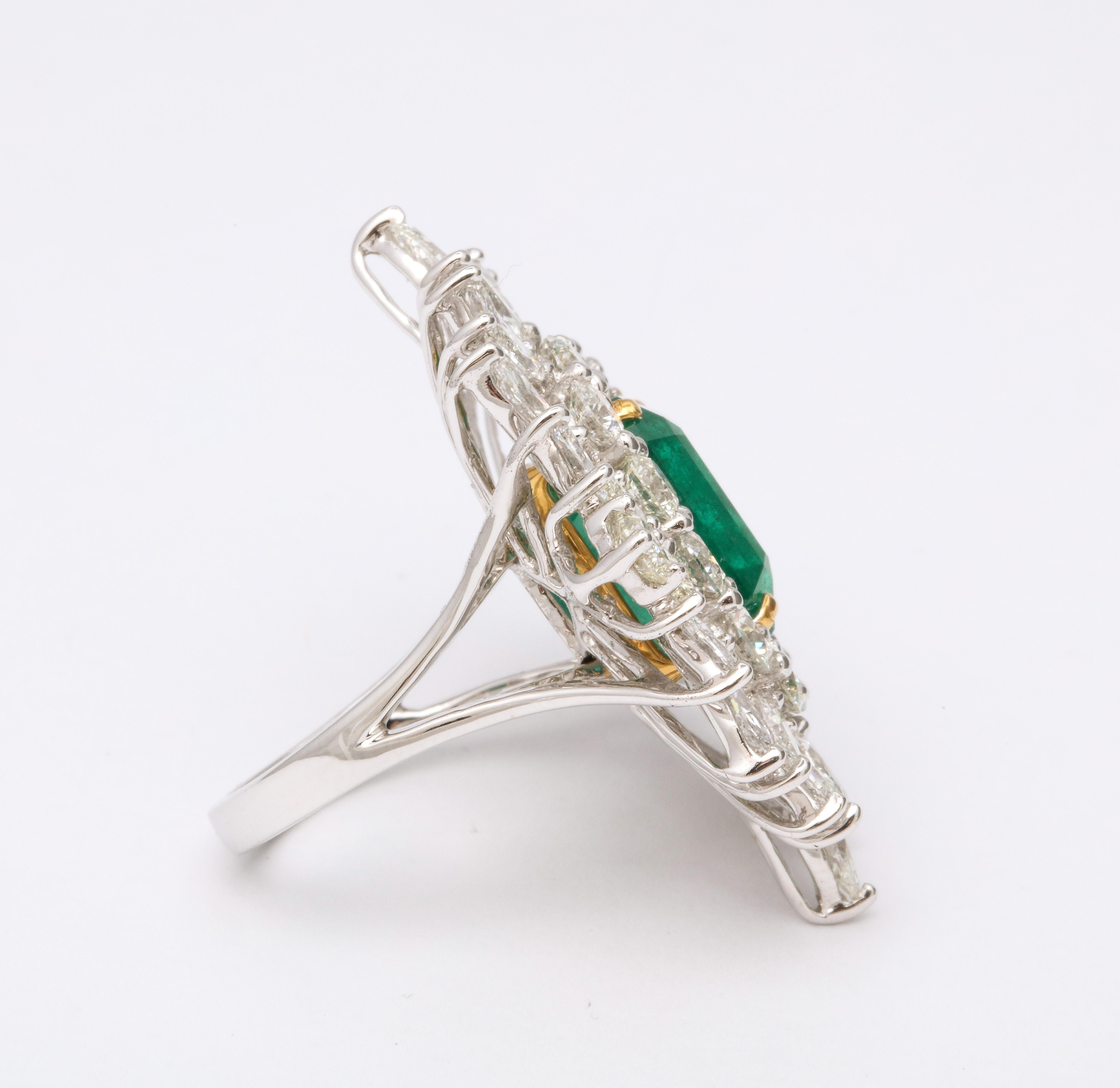 Emerald Cut Emerald and Diamond Cocktail Ring