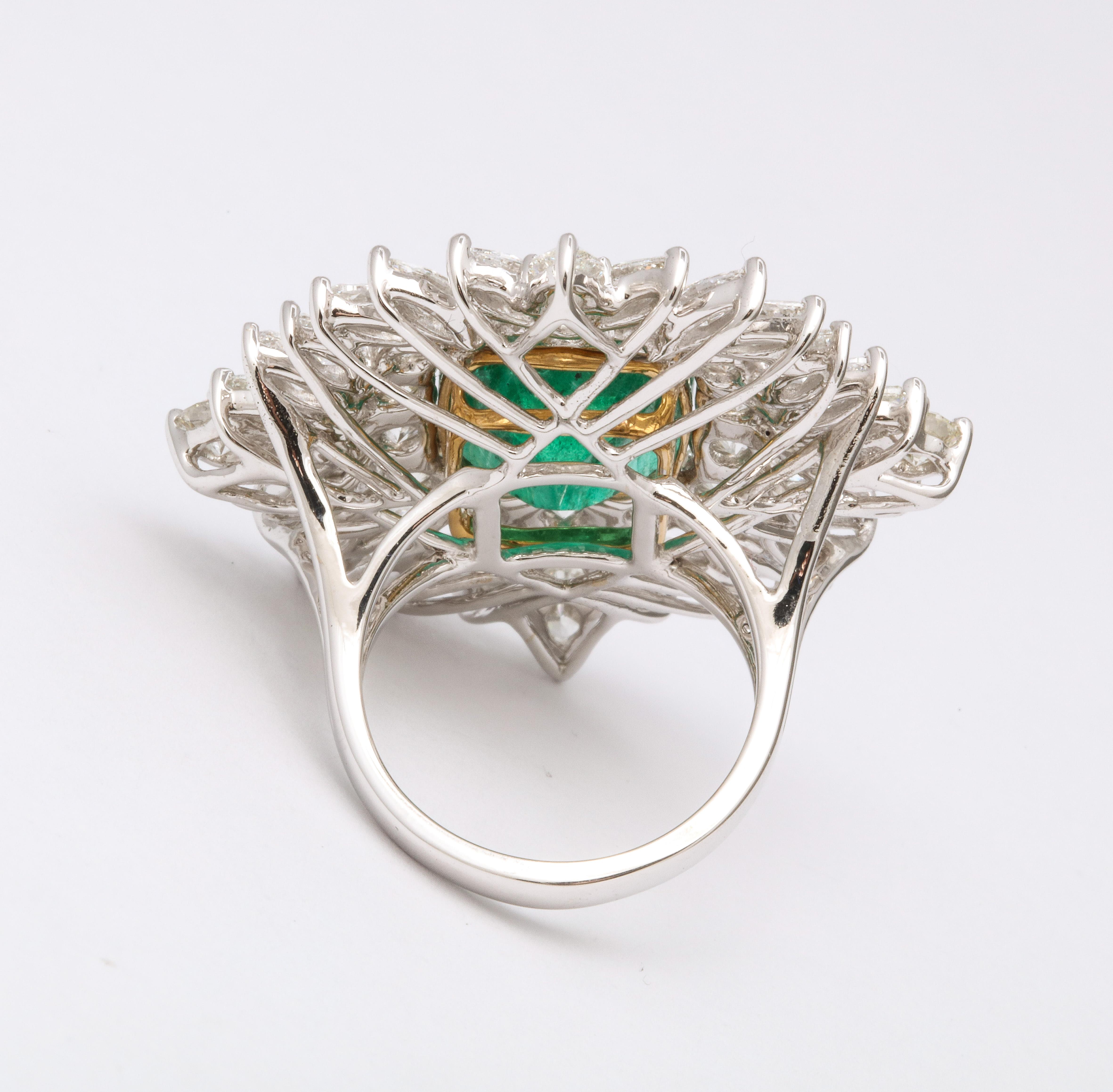 Emerald and Diamond Cocktail Ring In New Condition In New York, NY