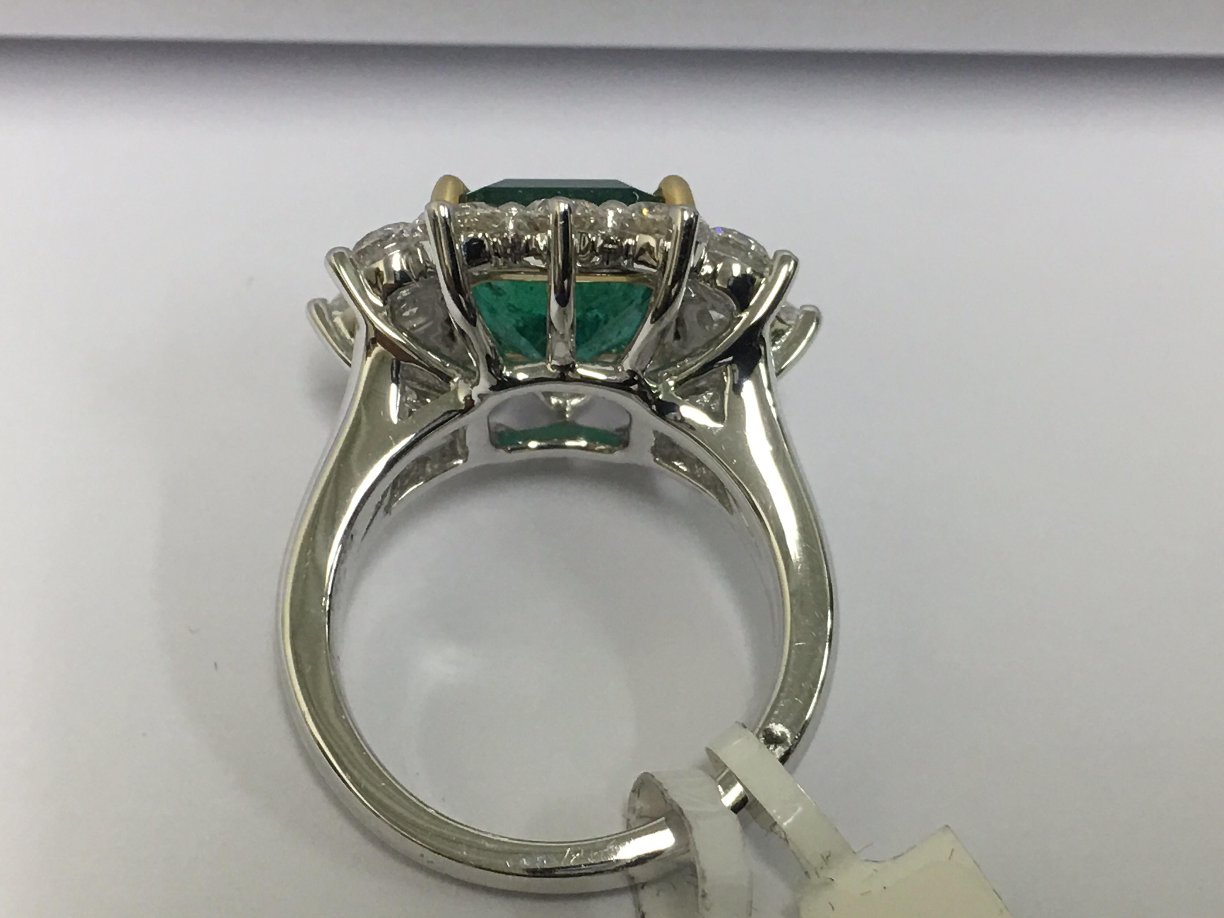 Emerald and Diamond Cocktail Ring In New Condition In Trumbull, CT