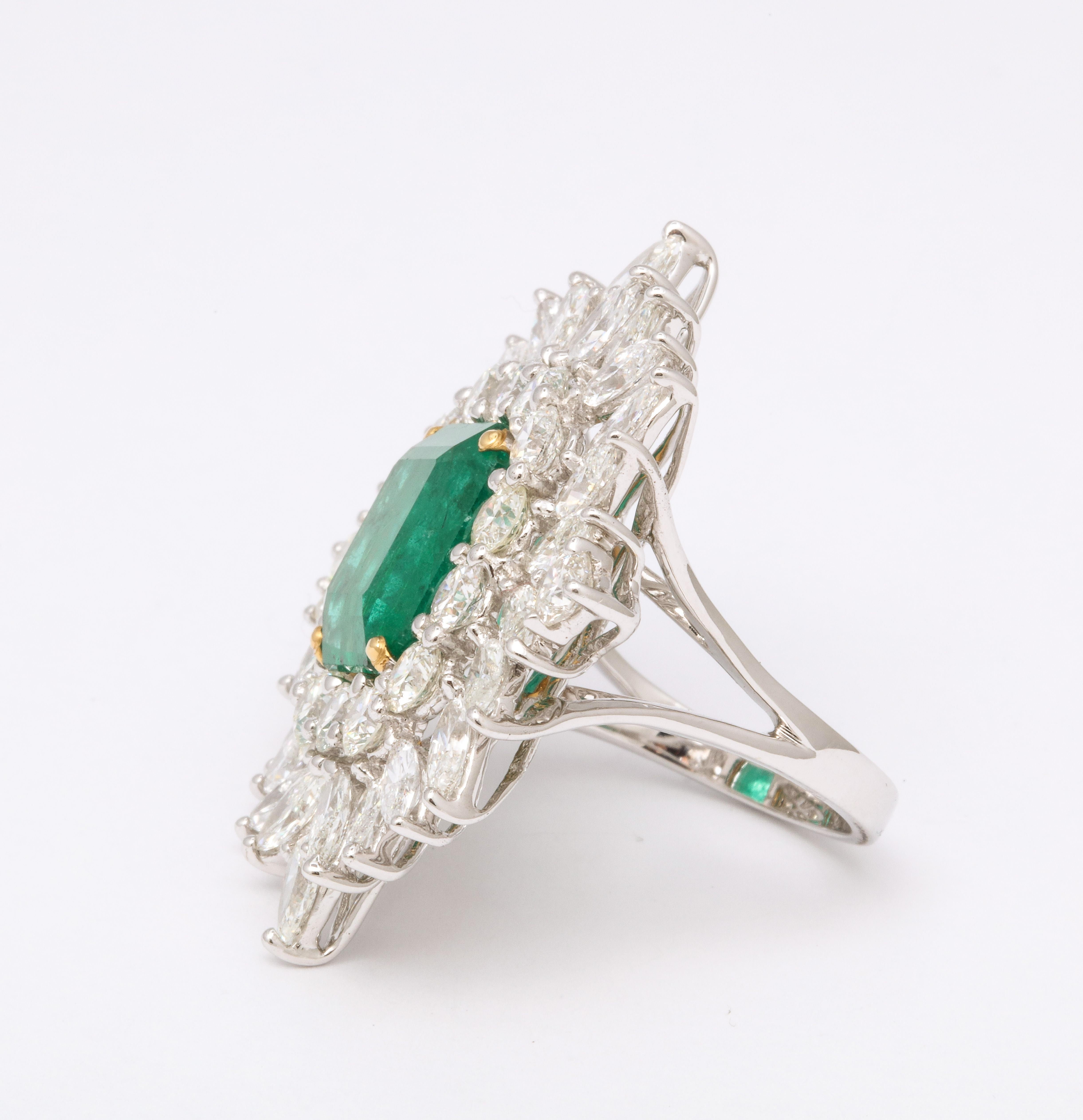 Women's or Men's Emerald and Diamond Cocktail Ring