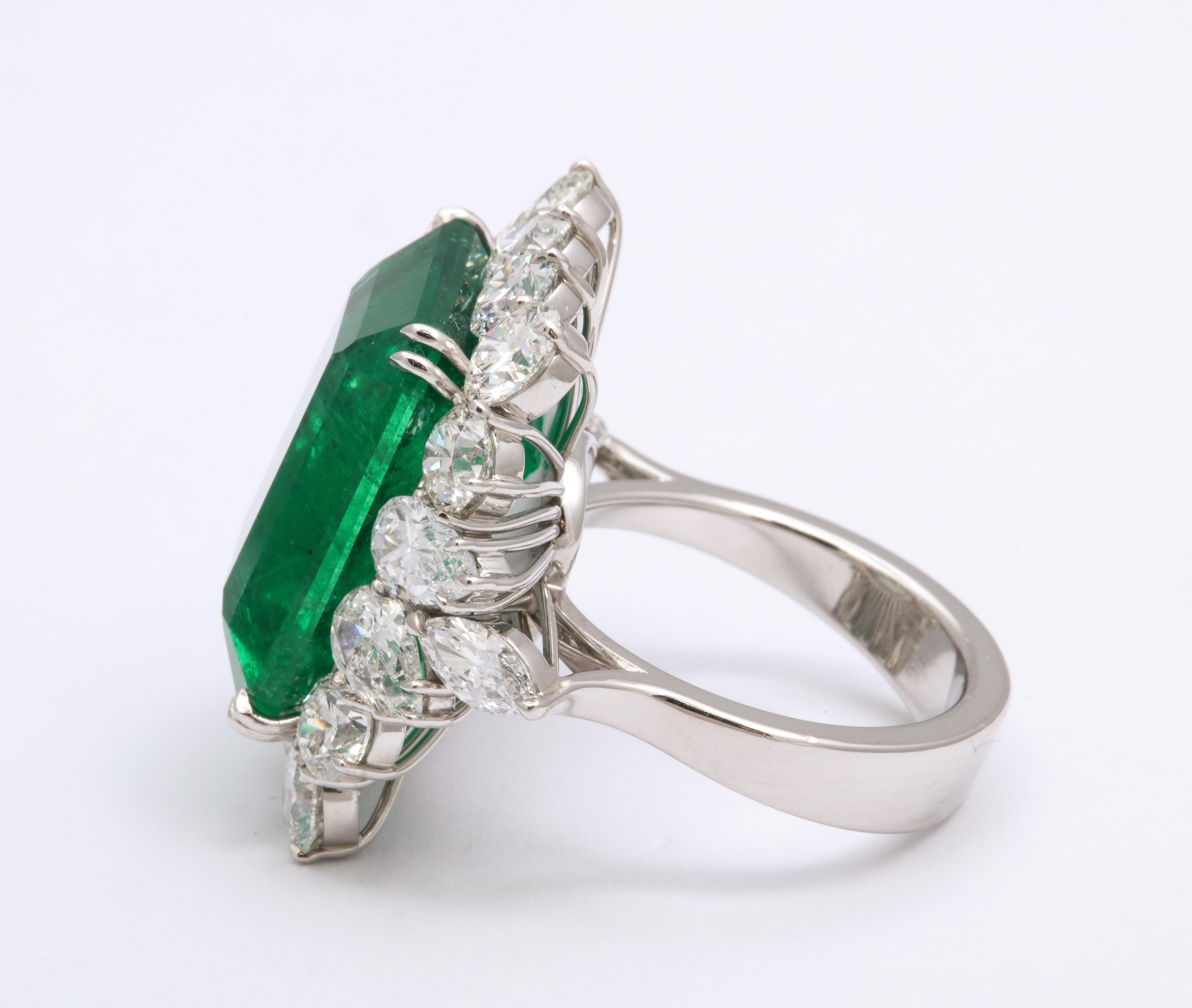 Women's or Men's Emerald and Diamond Cocktail Ring For Sale