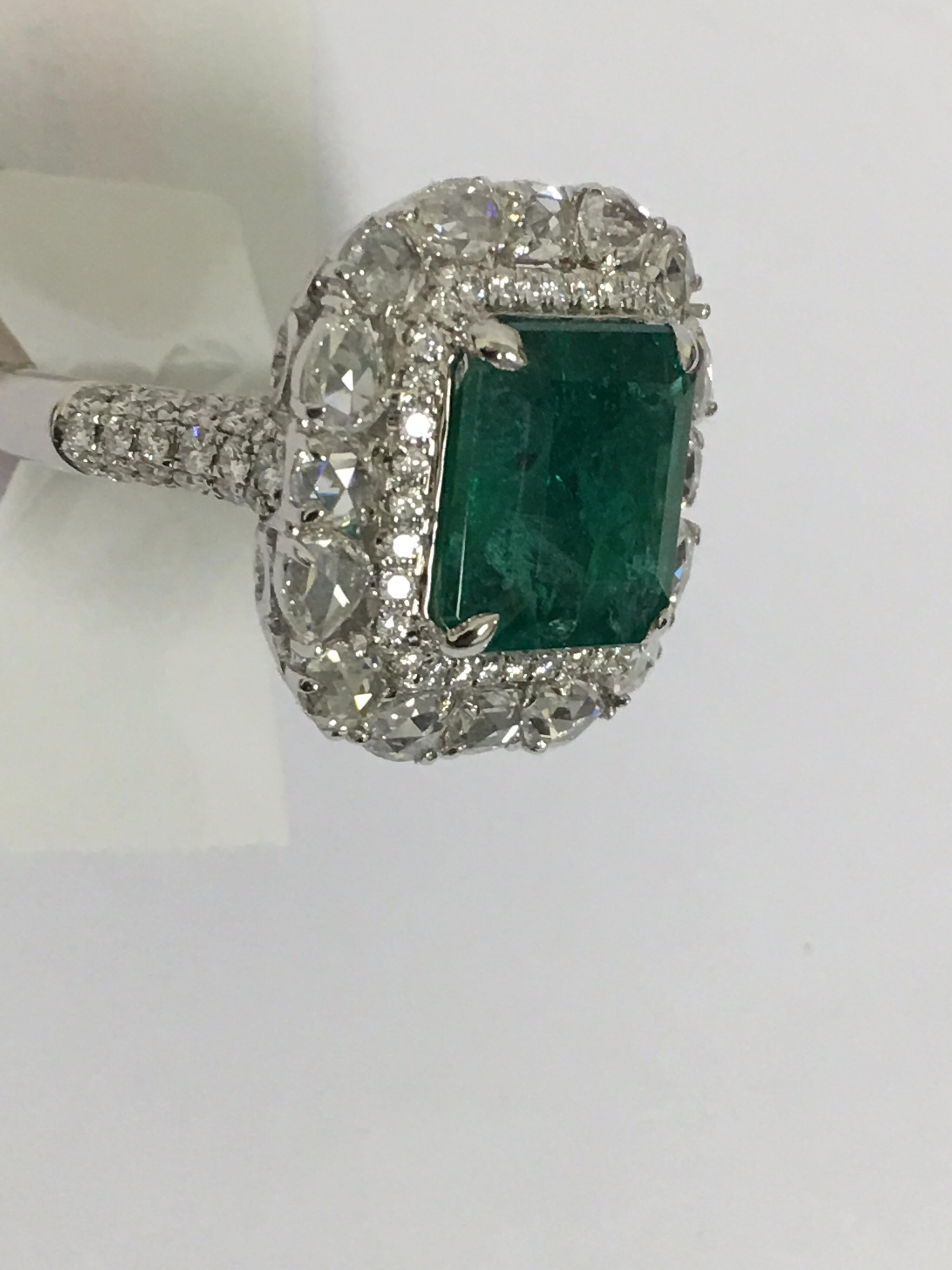 Women's Emerald and Diamond Cocktail Ring