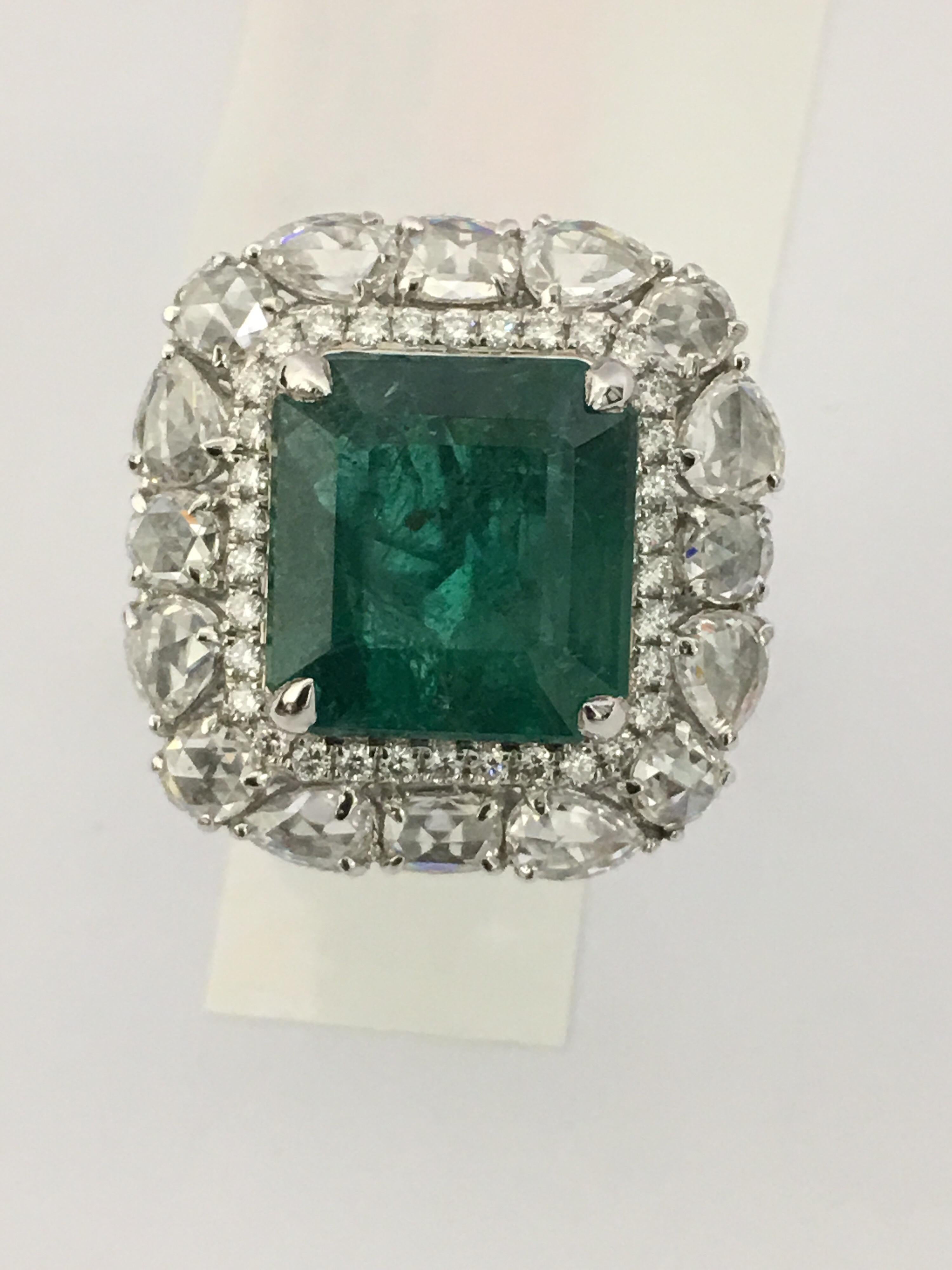 Emerald and Diamond Cocktail Ring 1