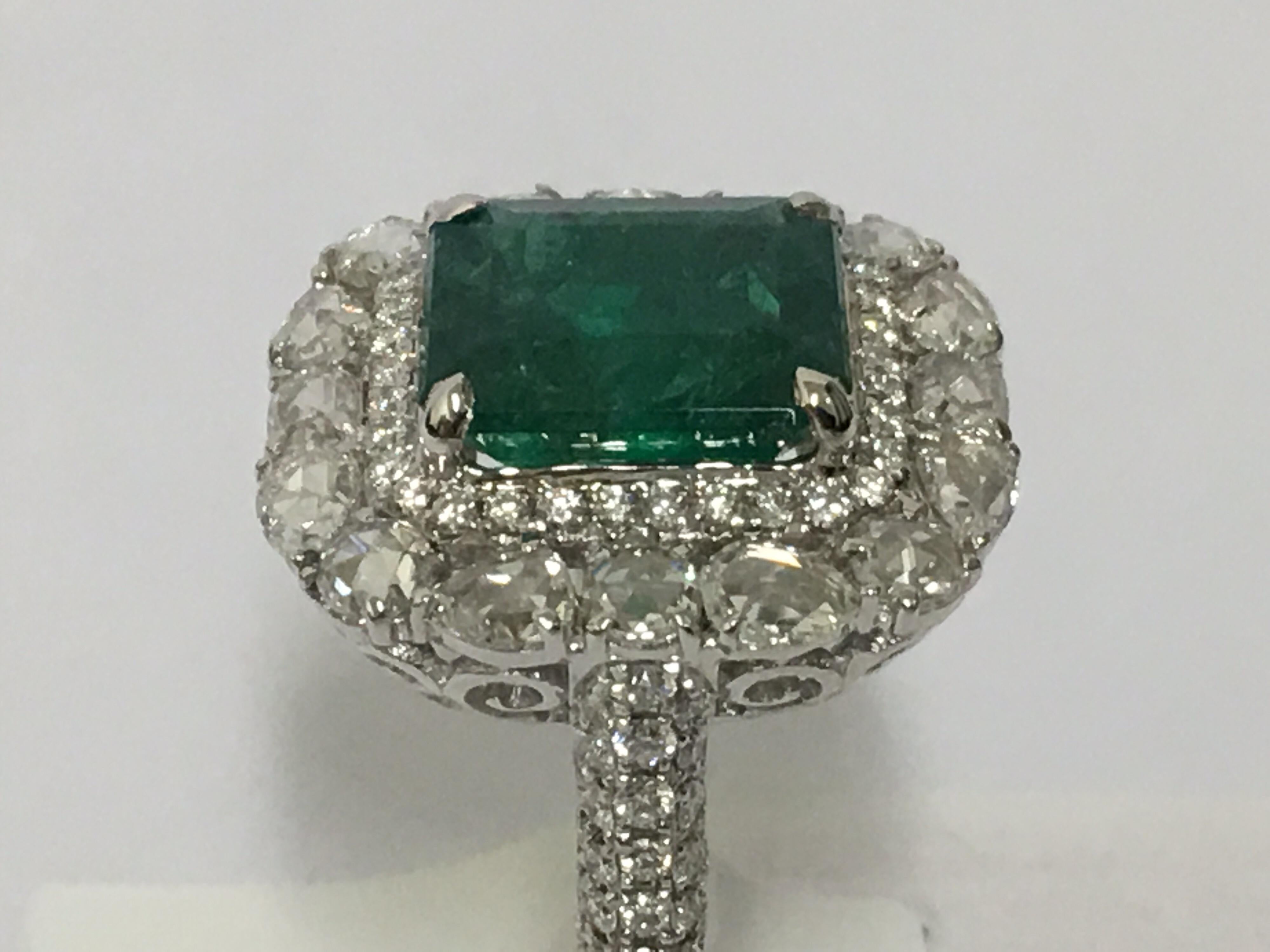 Emerald and Diamond Cocktail Ring 2