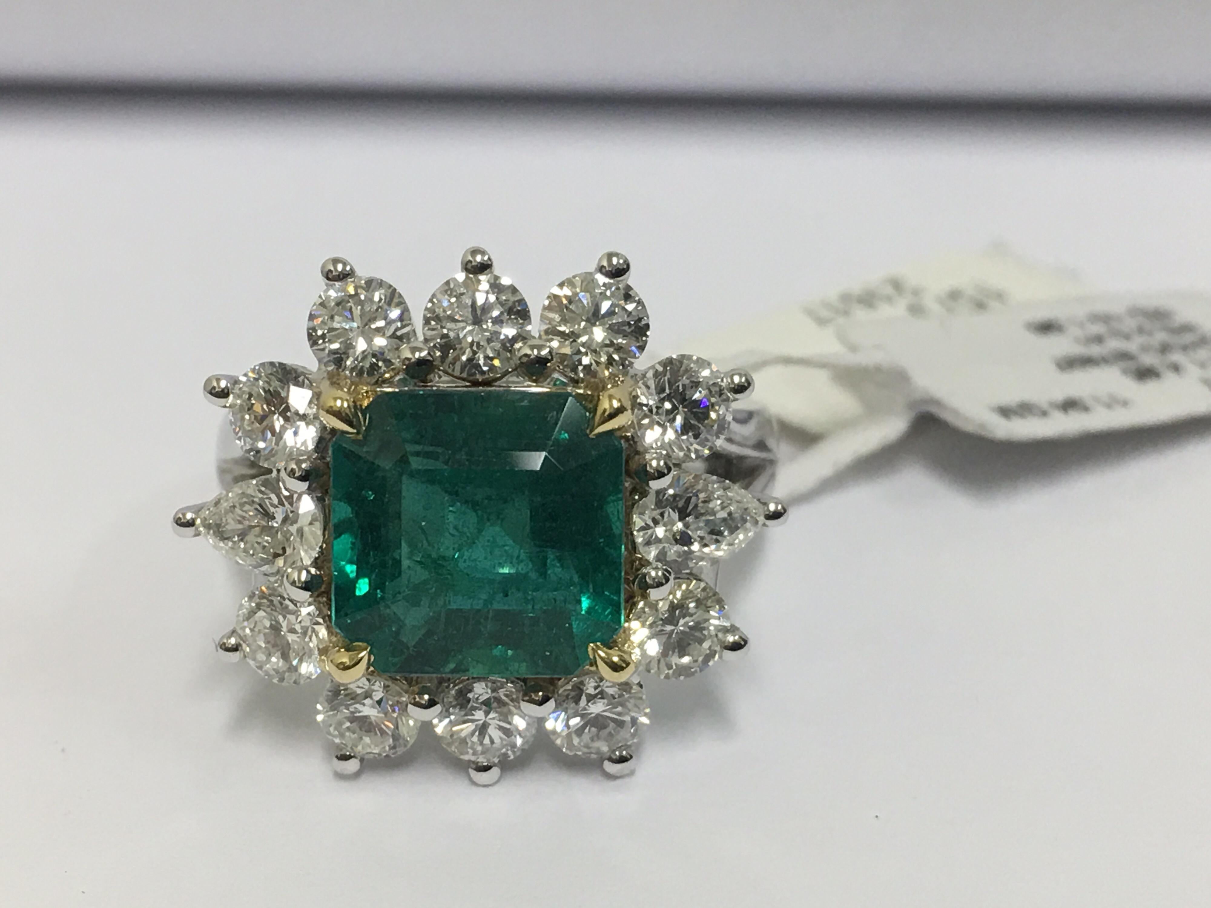 Emerald and Diamond Cocktail Ring 2
