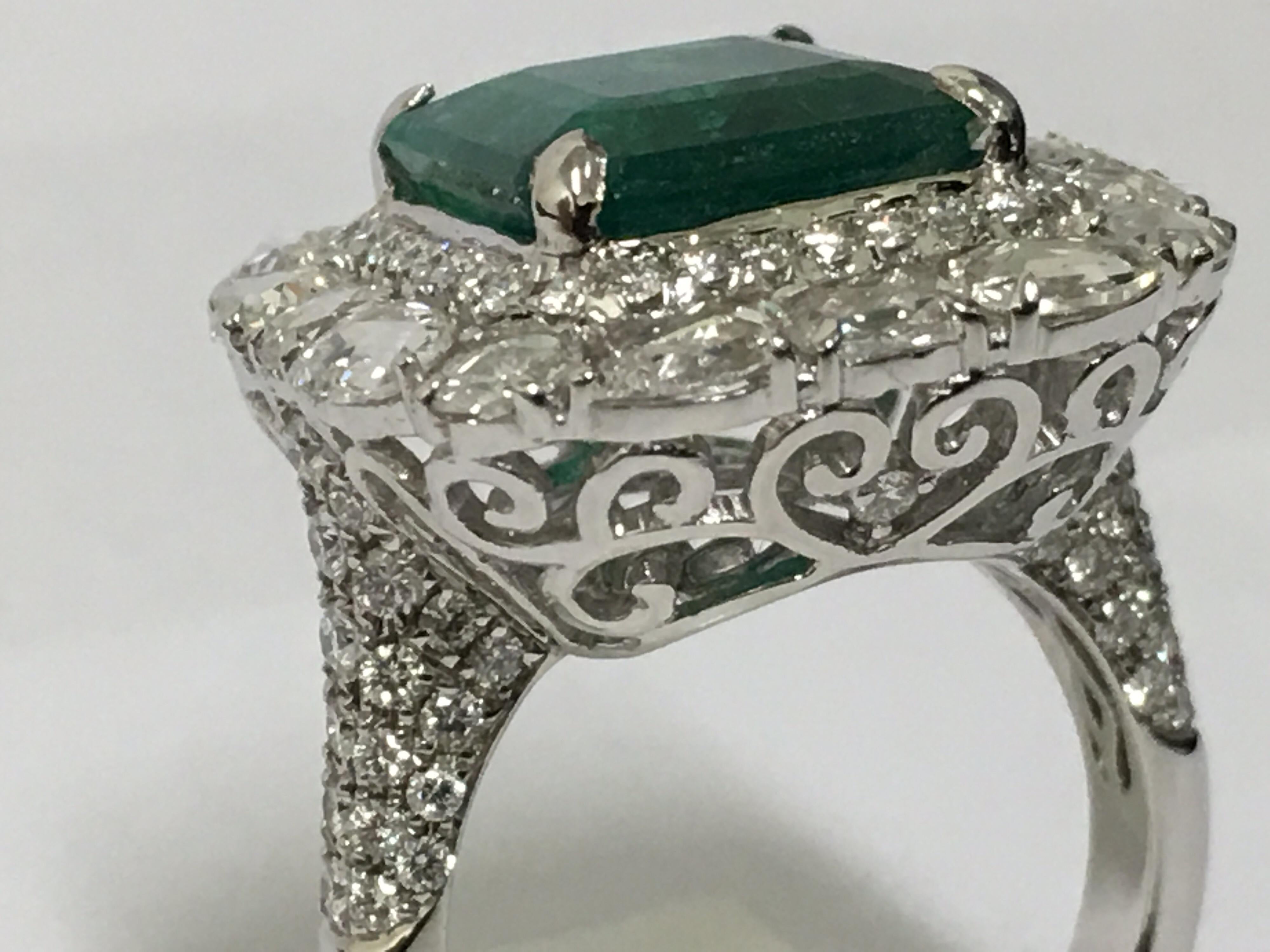 Emerald and Diamond Cocktail Ring 3