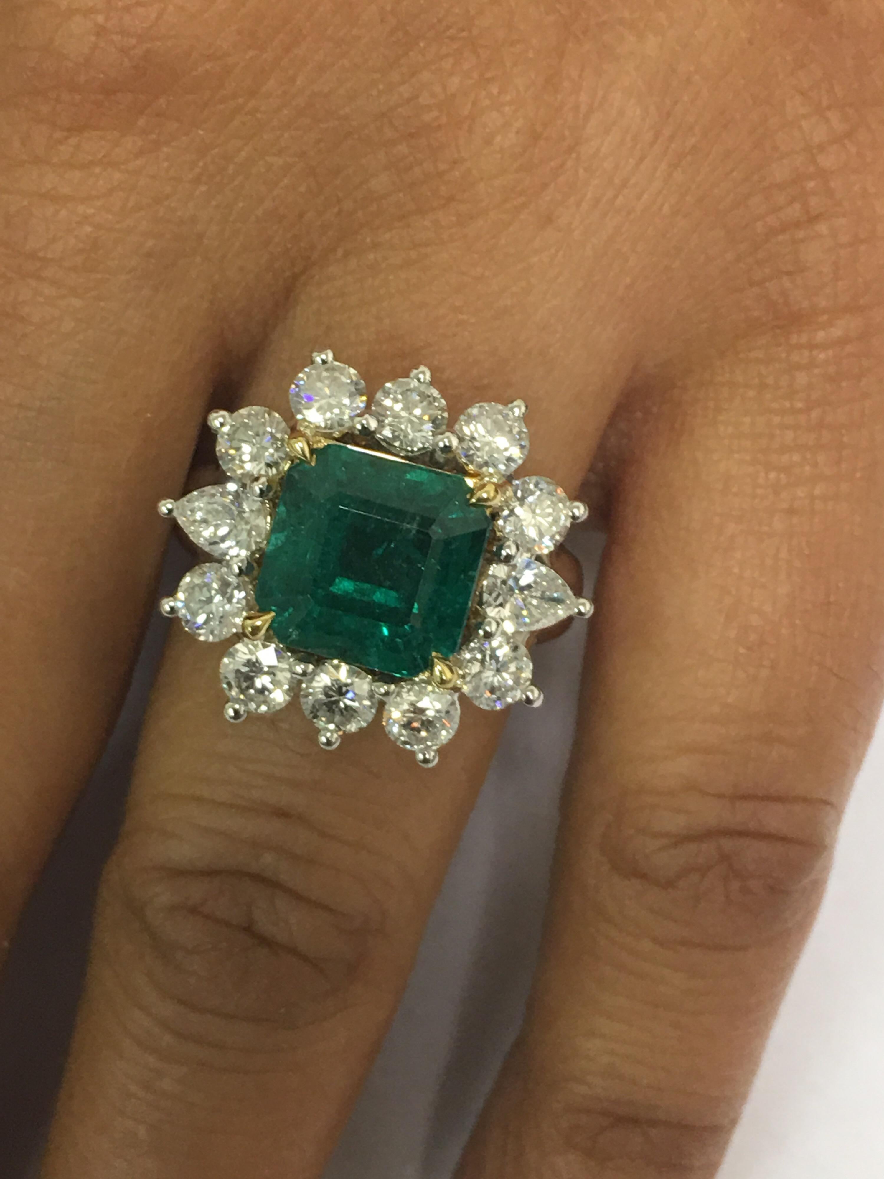 Emerald and Diamond Cocktail Ring 3