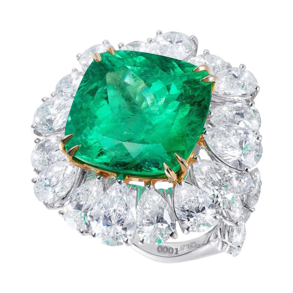 Emerald and Diamond Cocktail Ring For Sale
