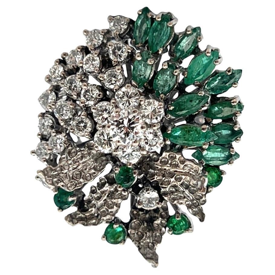 Emerald and Diamond Cocktail Ring