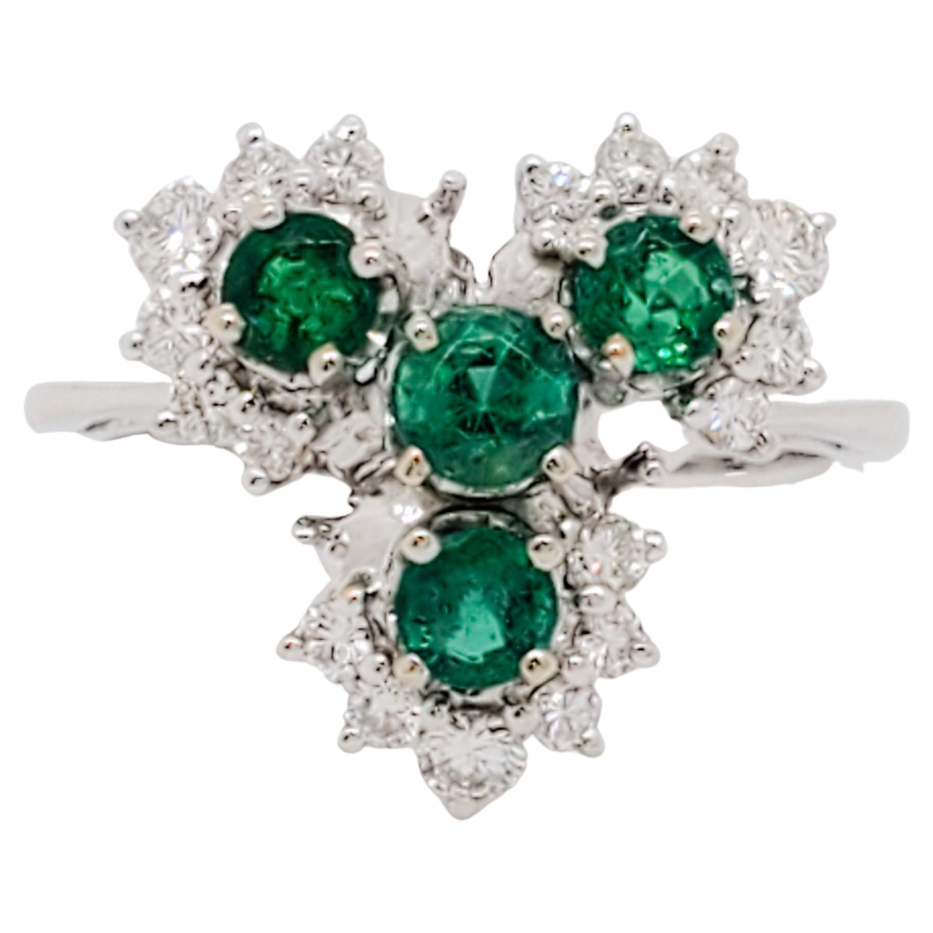 Emerald Pear Shape and White Diamond Cocktail Ring in 18K Yellow Gold ...