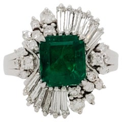 Emerald and Diamond Cocktail Ring in Platinum