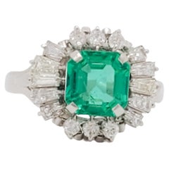 Emerald and Diamond Cocktail Ring in Platinum