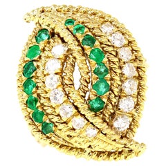 Emerald and Diamond Cocktail Ring Set in 18k Yellow Gold