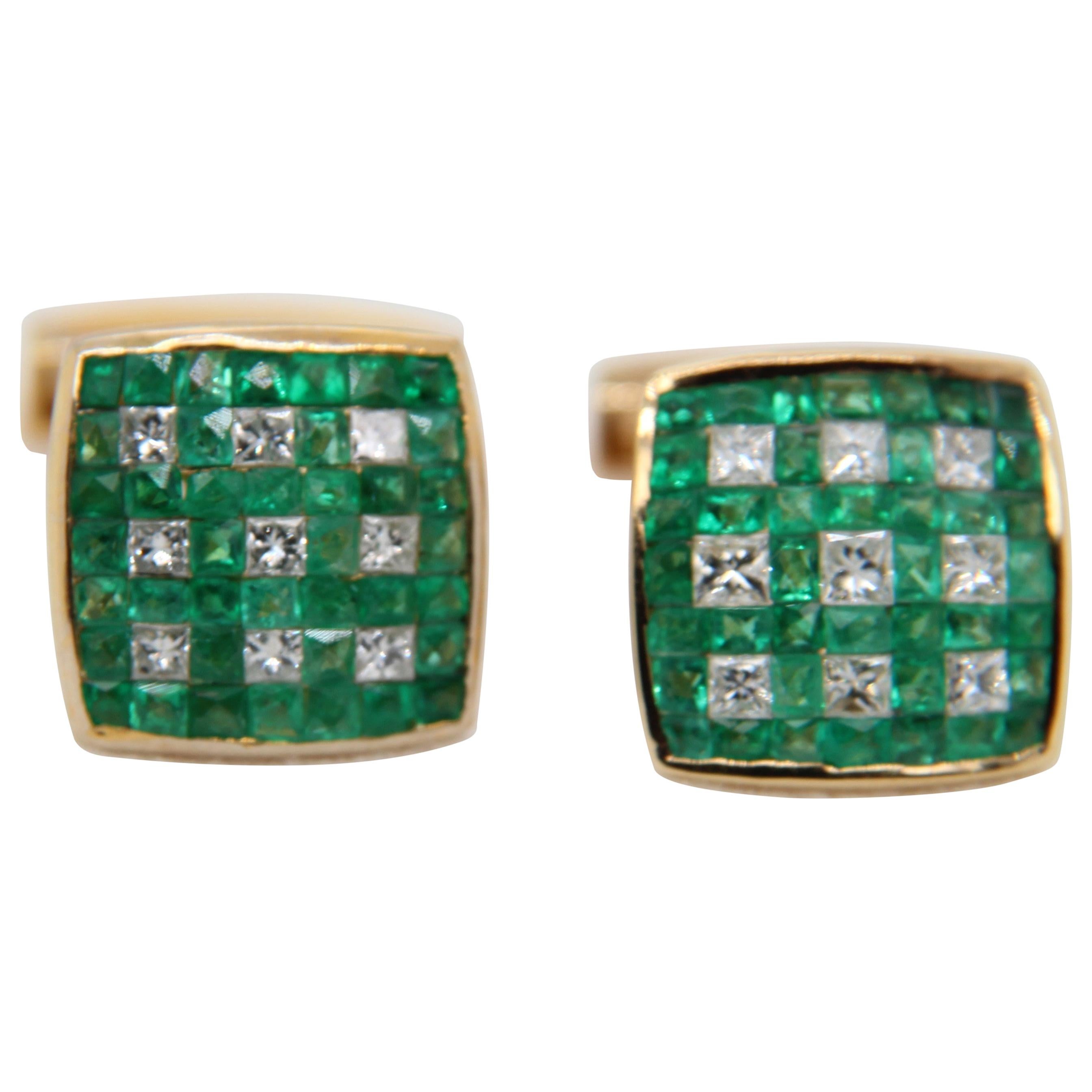 Emerald and Diamond Cufflinks