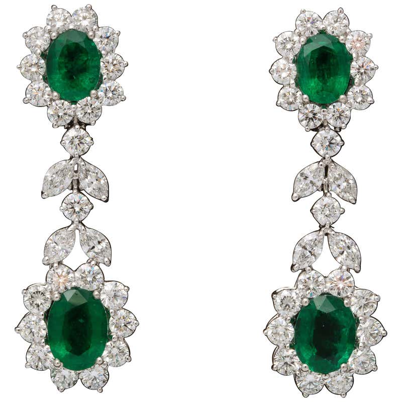 Tiffany Art Deco Emerald and Diamond Earrings at 1stDibs | emerald ...