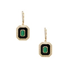 Emerald and Diamond Dangle Earrings