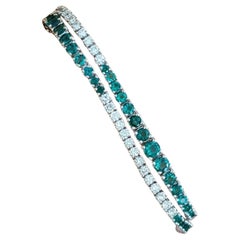 Emerald and Diamond Double Strand Bracelet in 18k White Gold