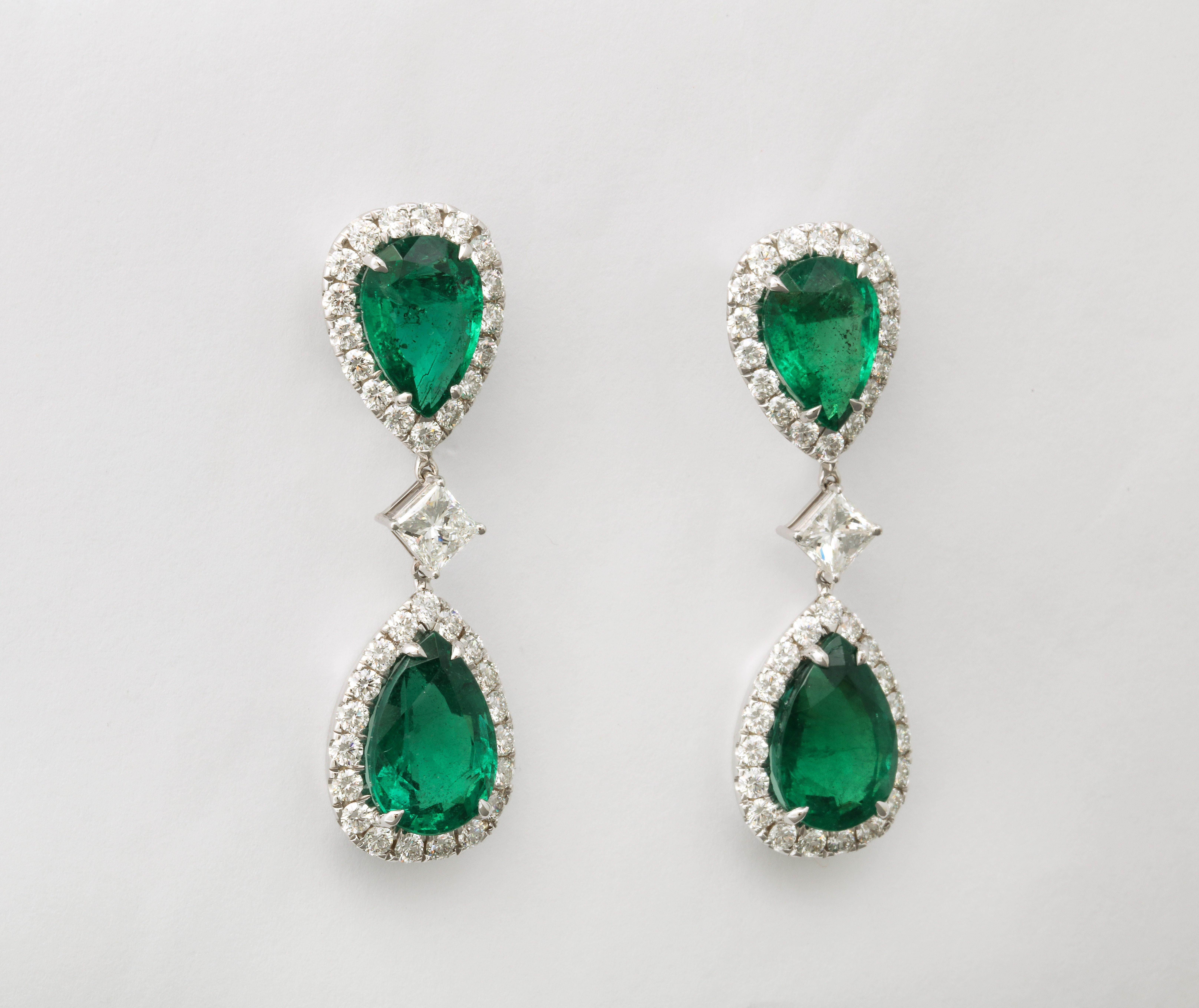 Emerald and Diamond Drop Earring  For Sale 2