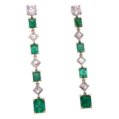 Emerald and Diamond Drop Earrings 6.53 Carat 18 Karat Gold