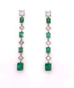 Emerald and Diamond Drop Earrings 6.53 Carat 18 Karat Gold