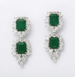 Emerald and Diamond Drop Earrings