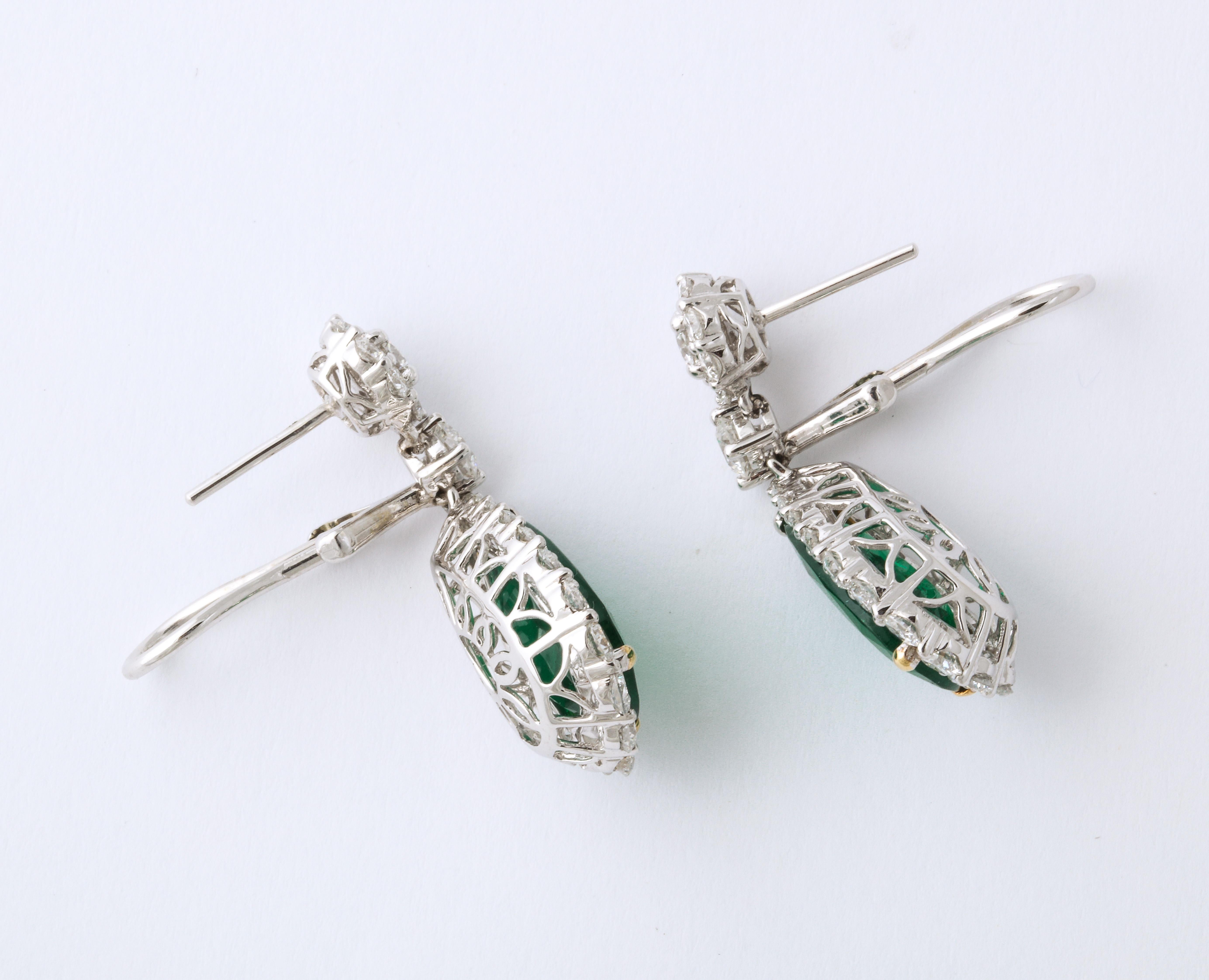 diamond and emerald drop earrings