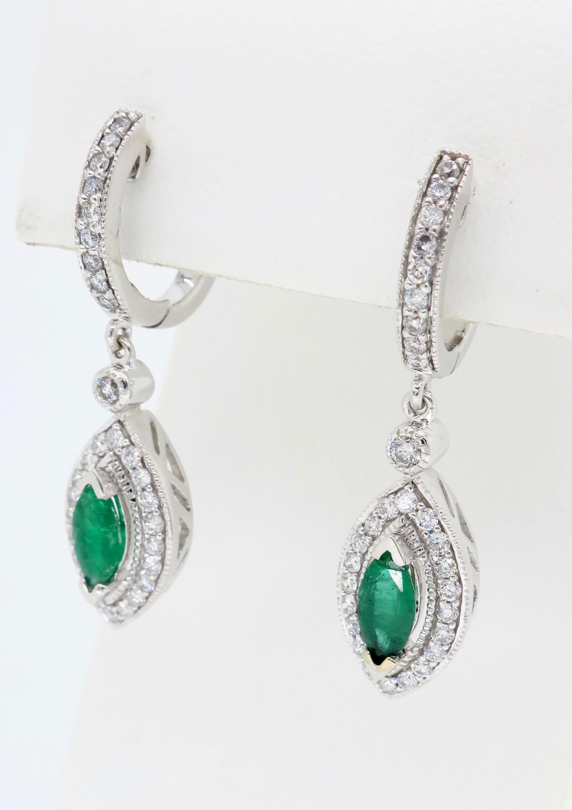 Emerald and Diamond Drop Earrings 1