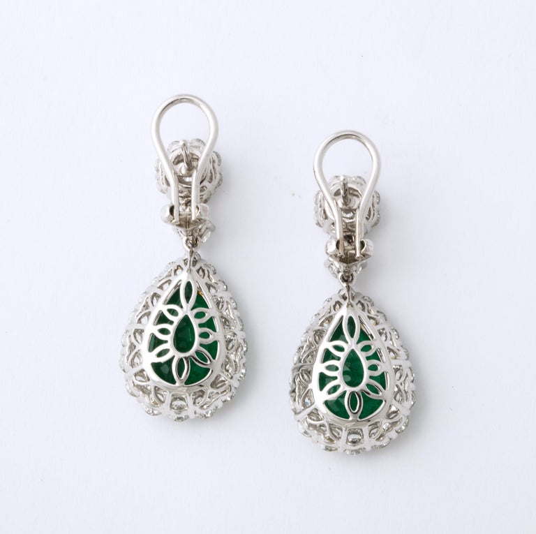 Emerald and Diamond Drop Earrings For Sale 1