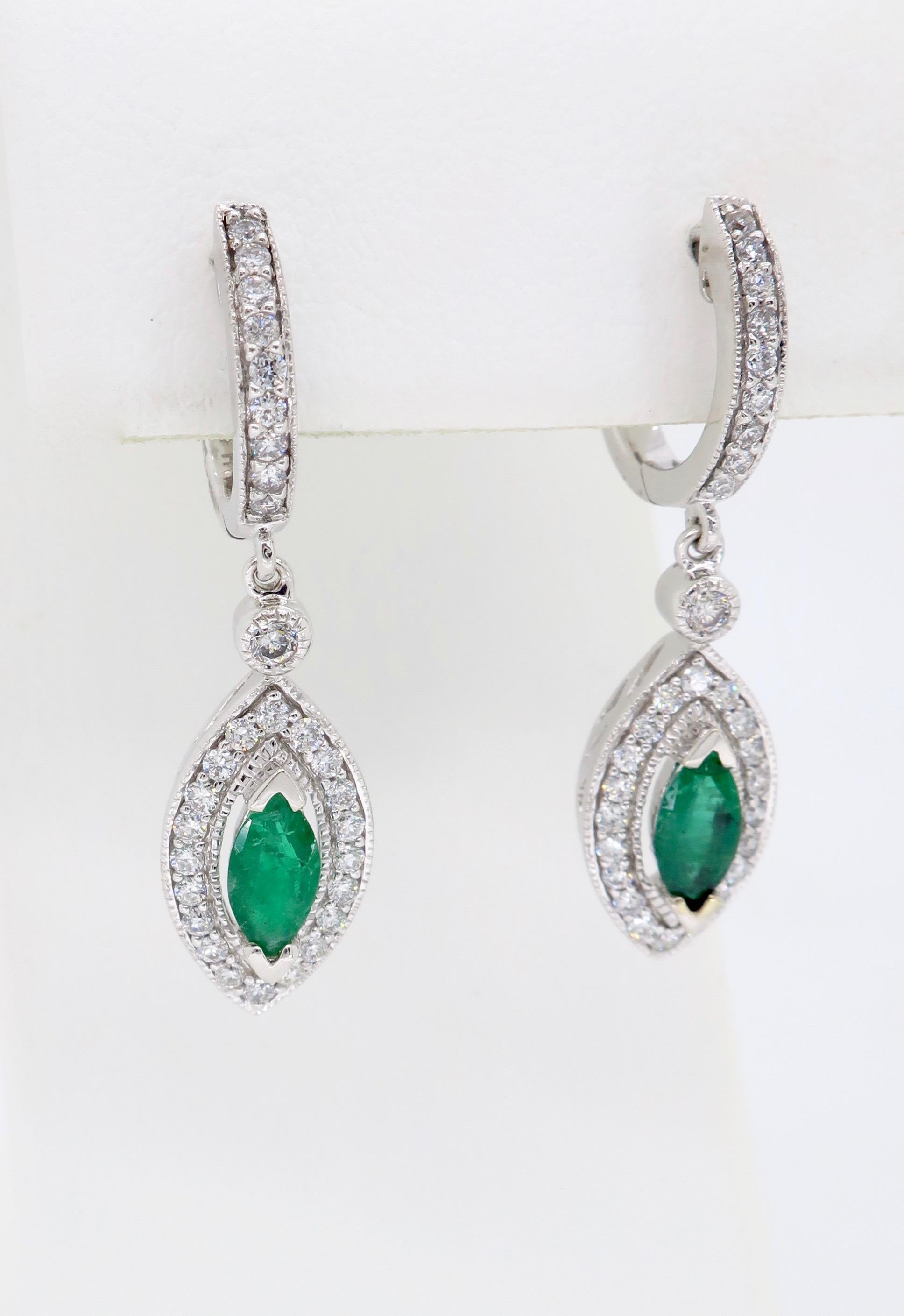 Emerald and Diamond Drop Earrings 2