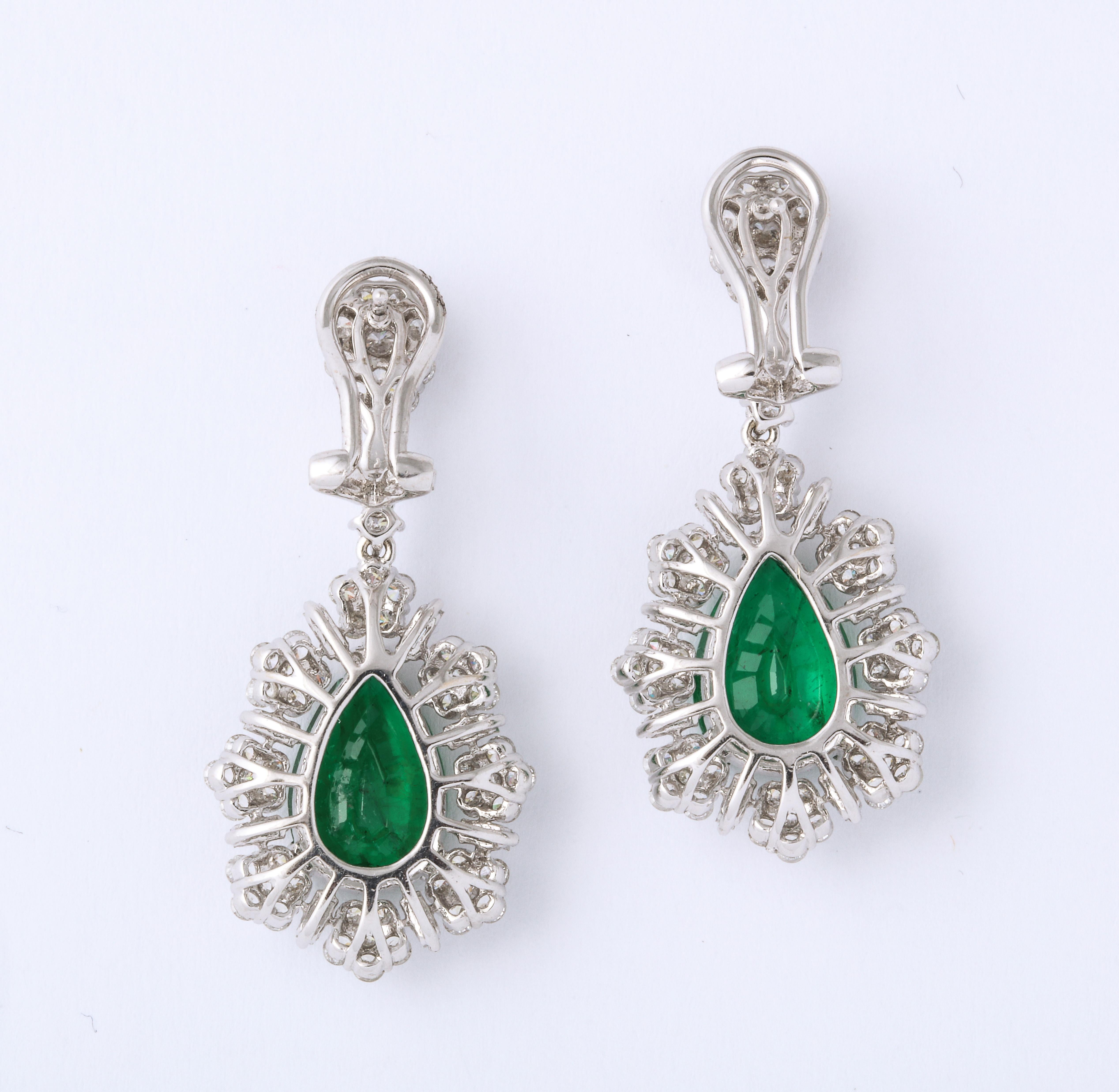 Emerald and Diamond Drop Earrings For Sale 2
