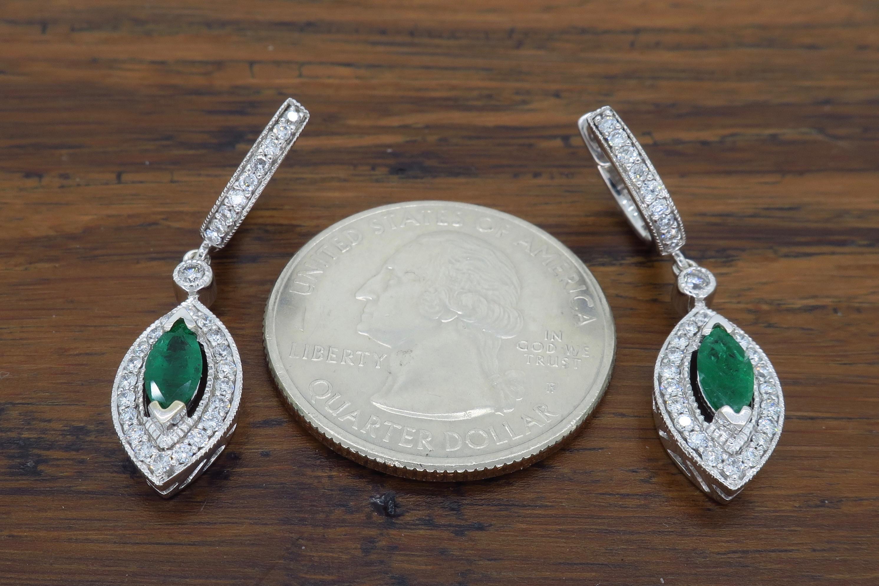 Emerald and Diamond Drop Earrings 3