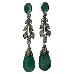 Emerald and diamond drop earrings, Sweden 1954.
