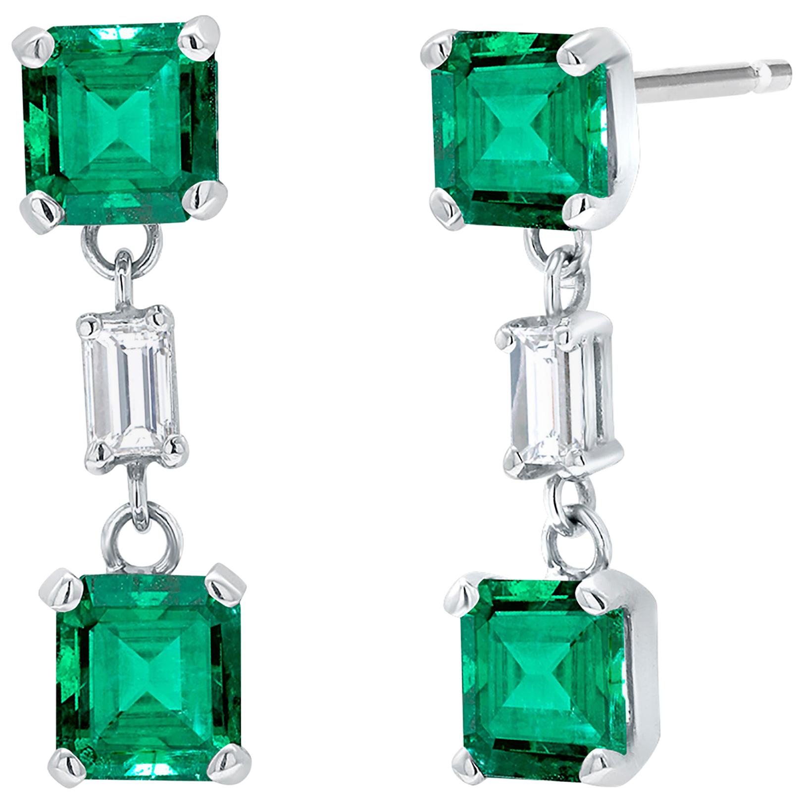 Emerald and Diamond Drop Earrings Weighing 3.65 Carat