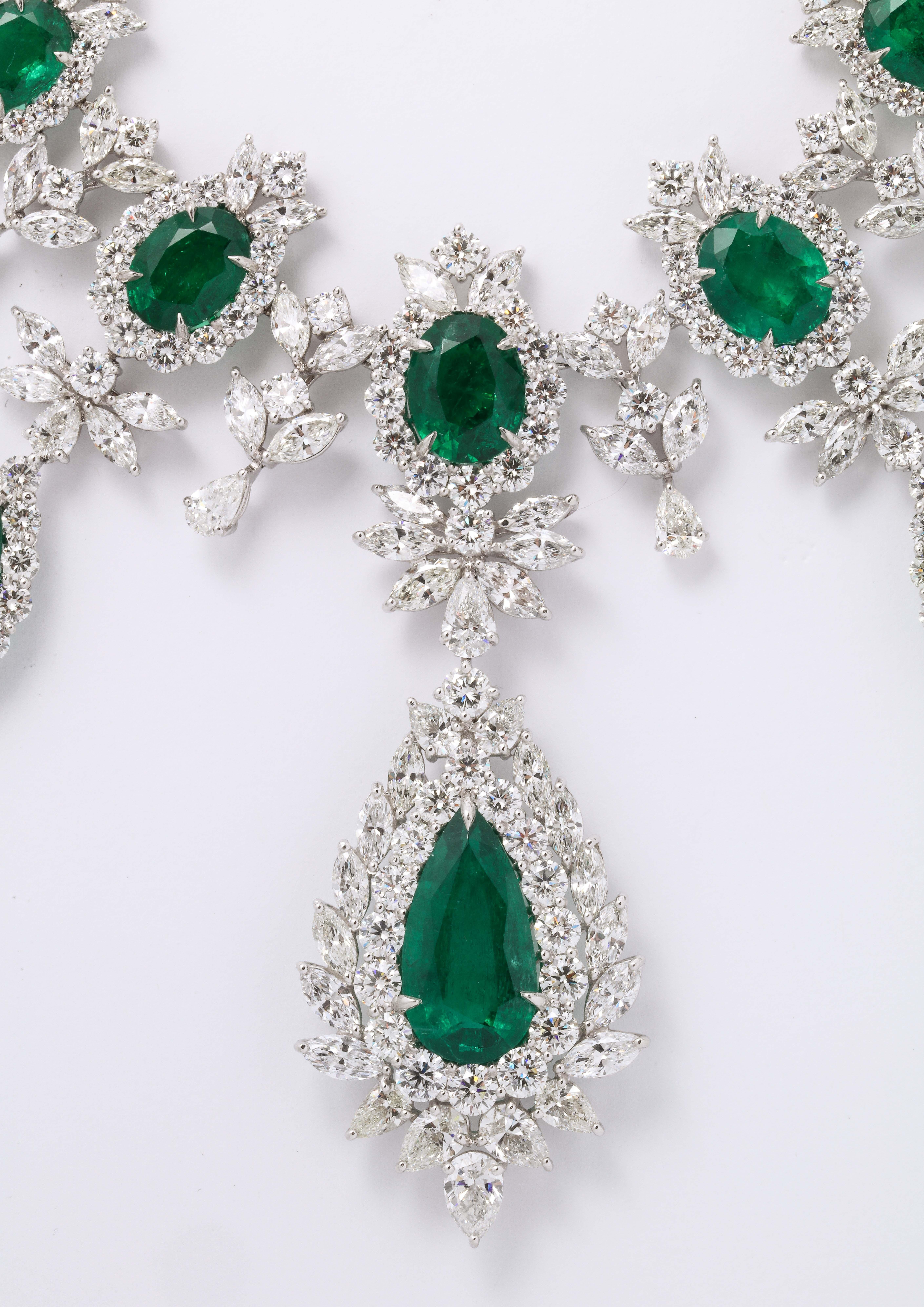 Emerald and Diamond Drop Necklace For Sale 3