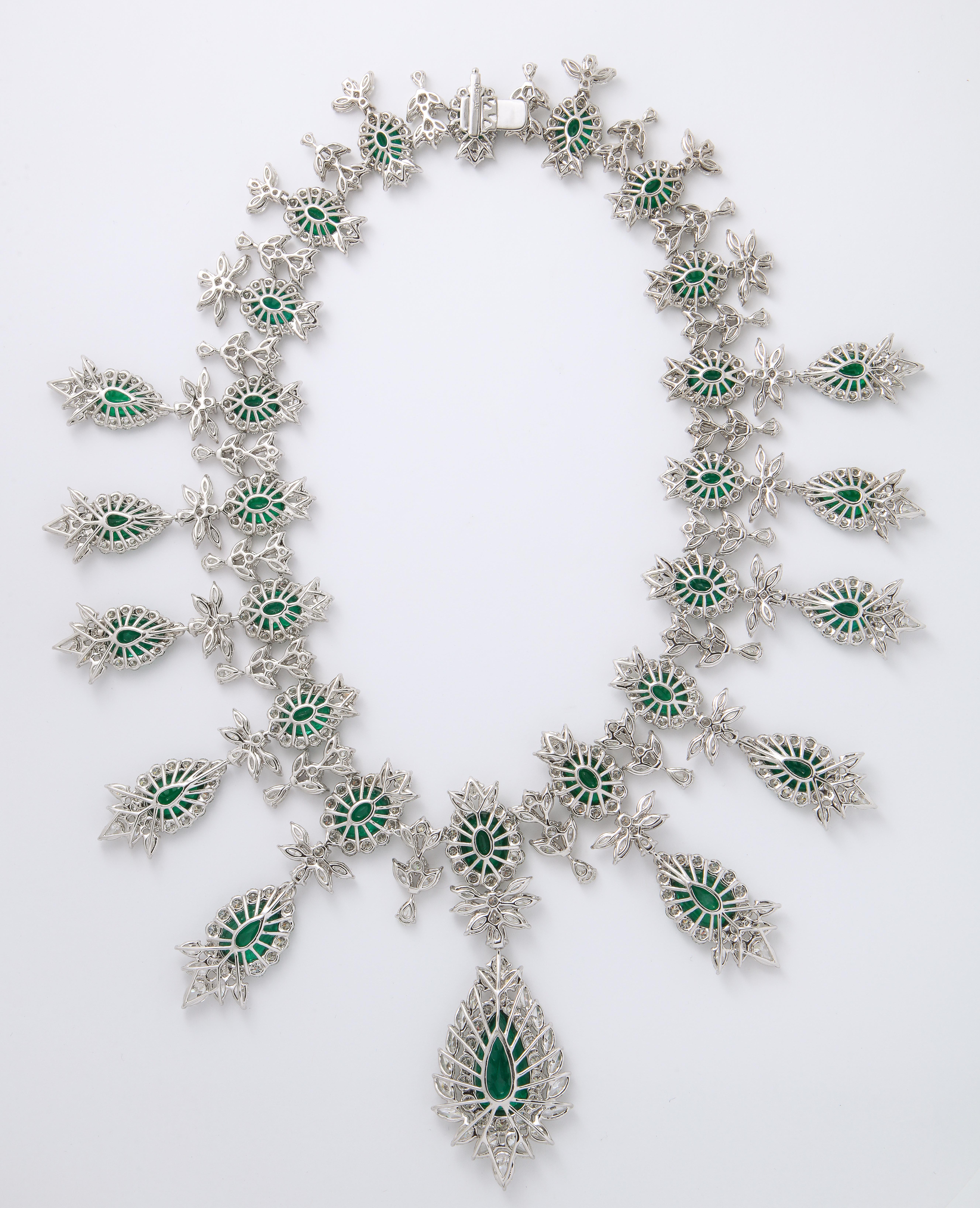 Emerald and Diamond Drop Necklace For Sale 5