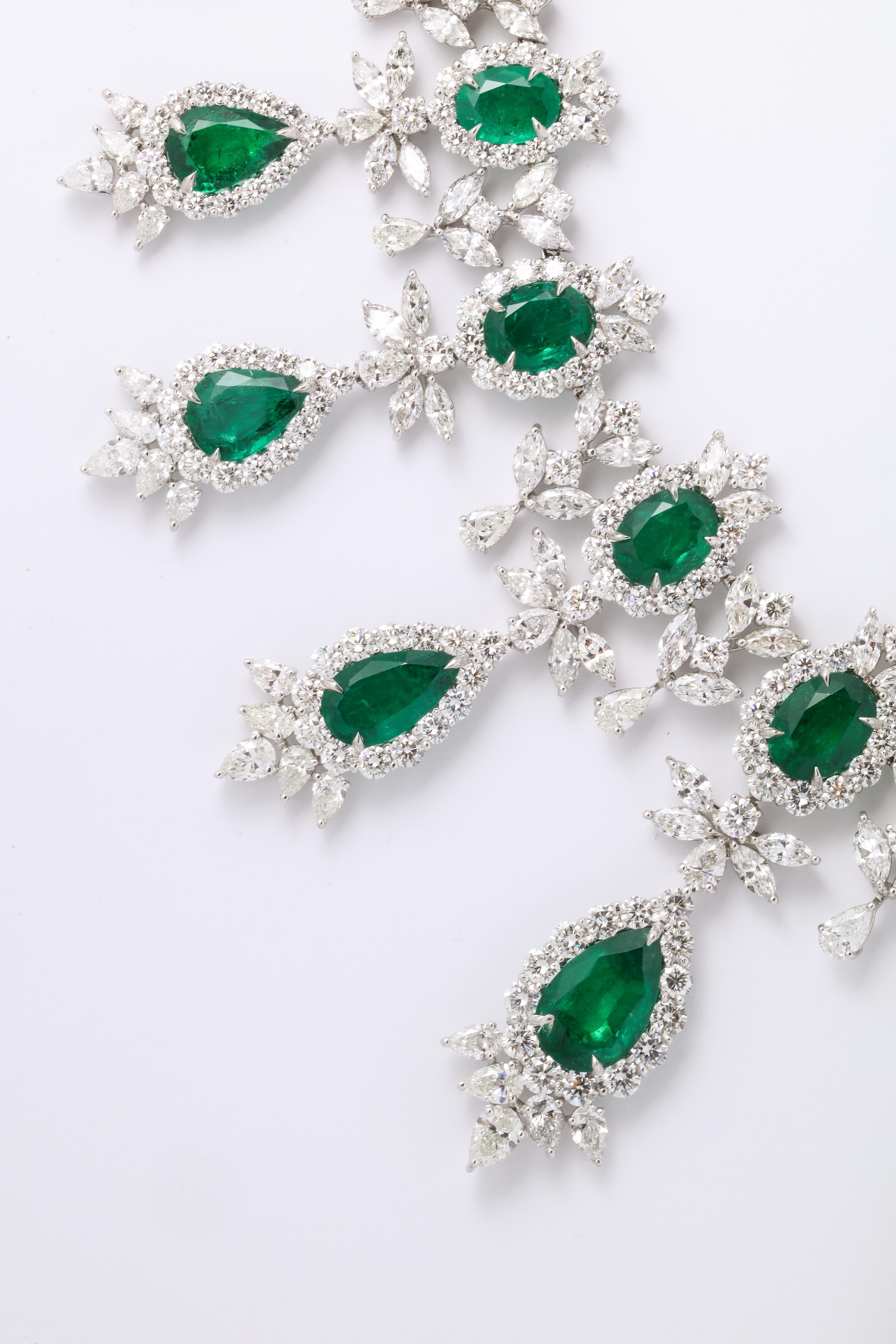 Emerald and Diamond Drop Necklace For Sale 2