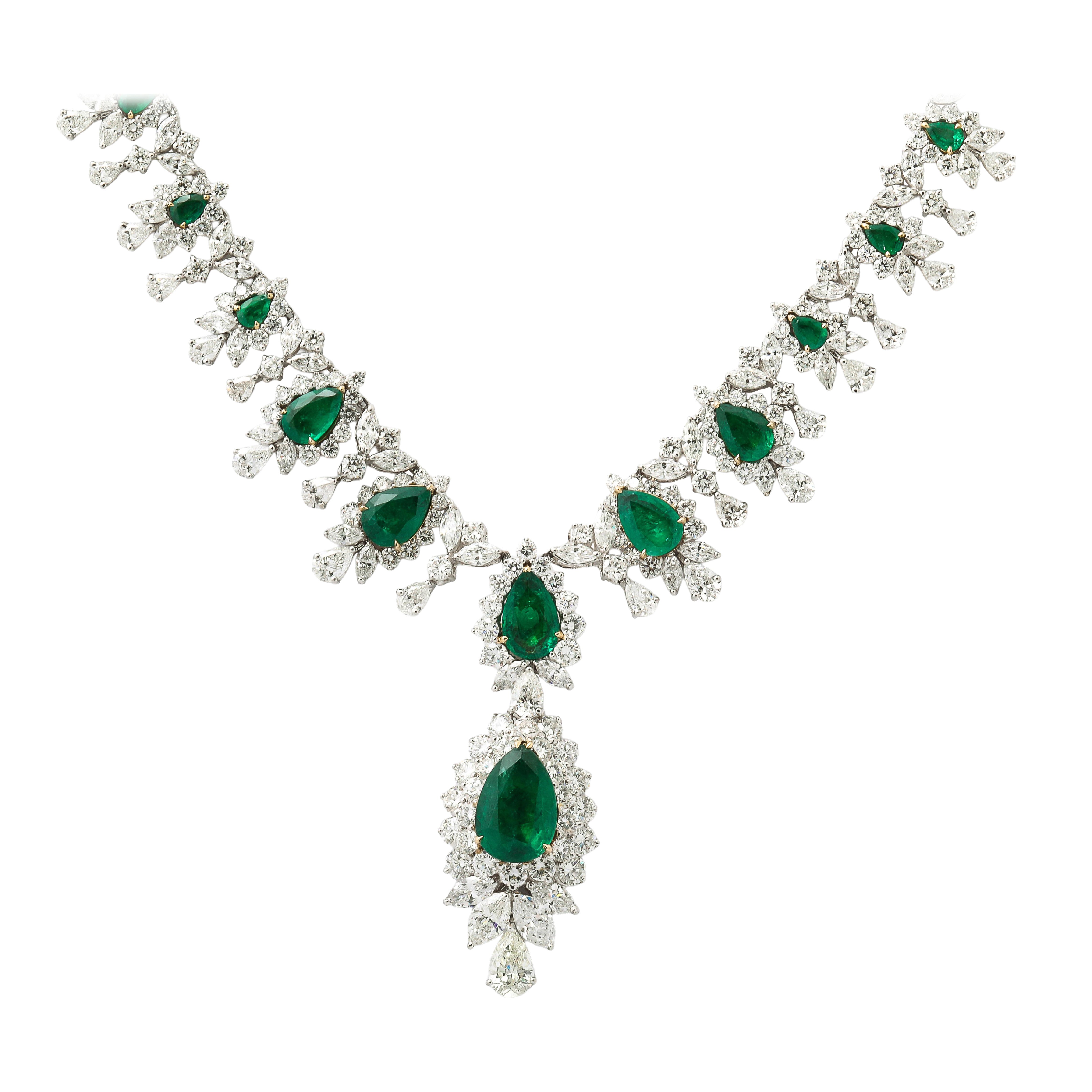 Emerald and Diamond Drop Necklace