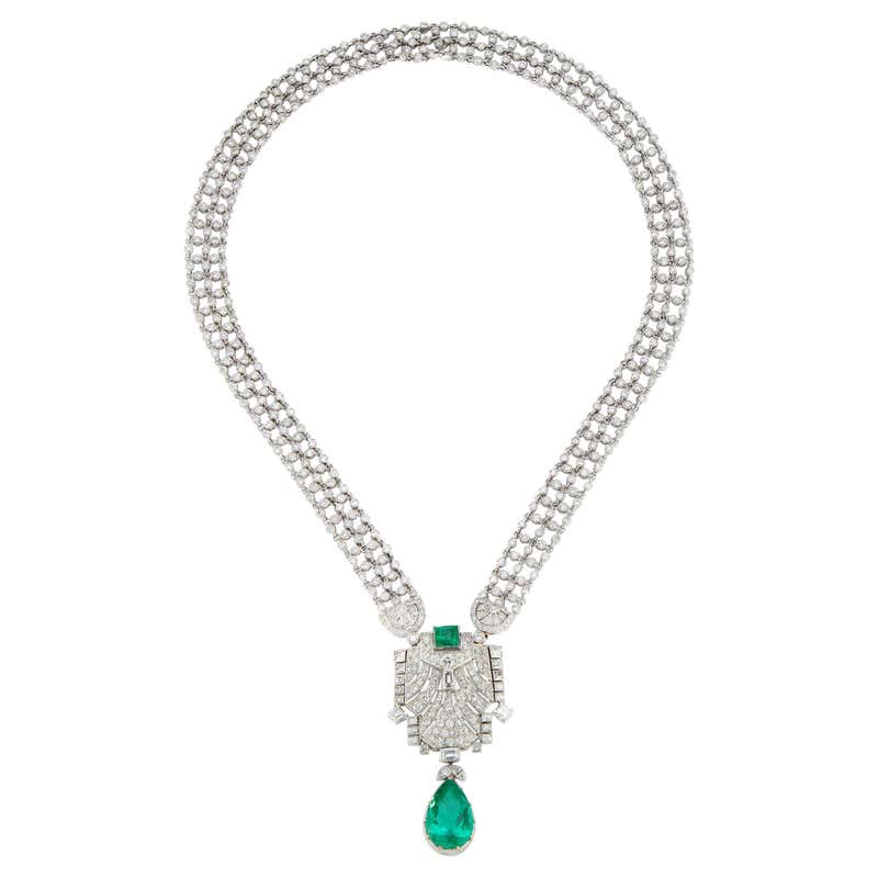 Certified Colombian Emerald and Diamond Necklace For Sale at 1stDibs ...
