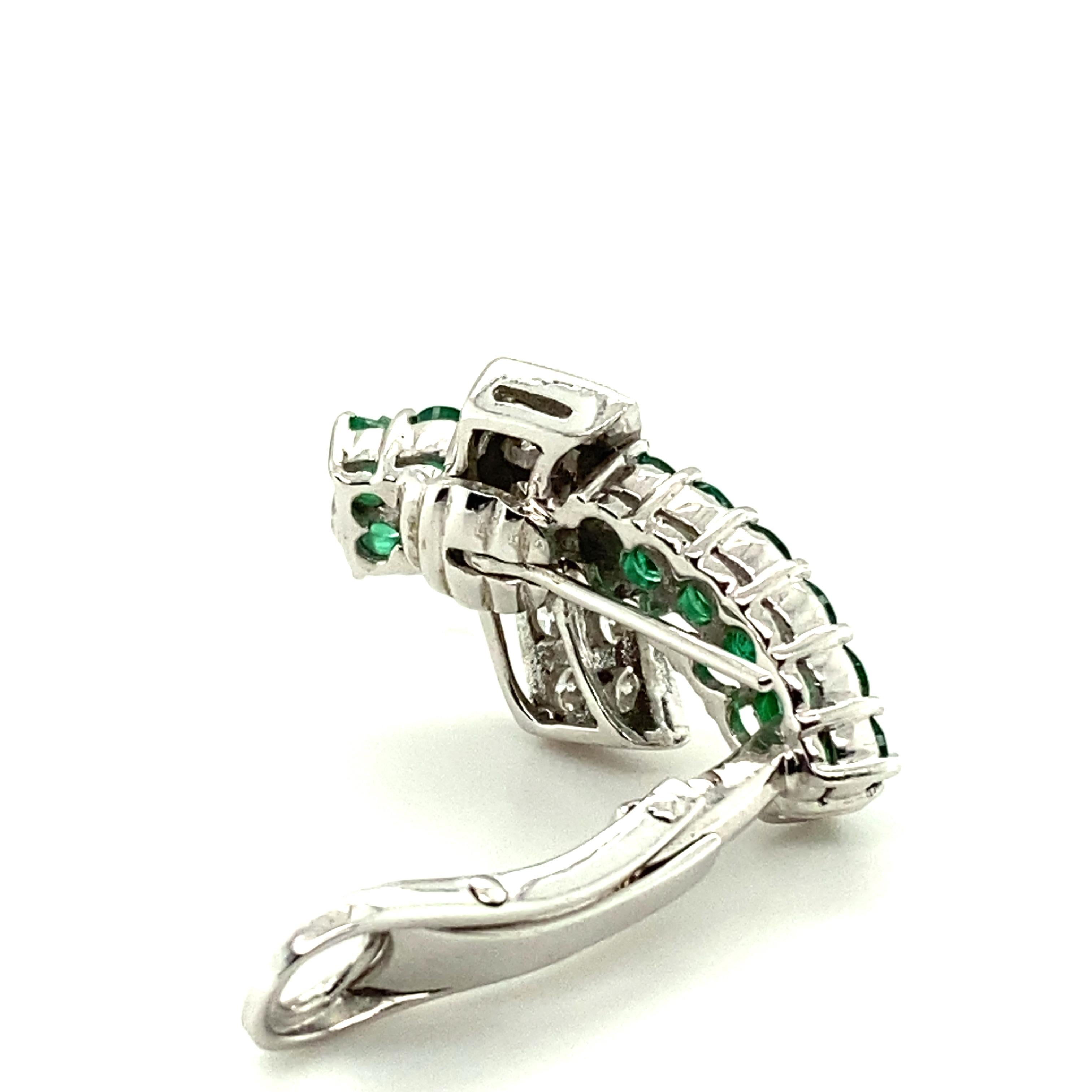 Emerald and Diamond Earclips in 18 Karat White Gold 9
